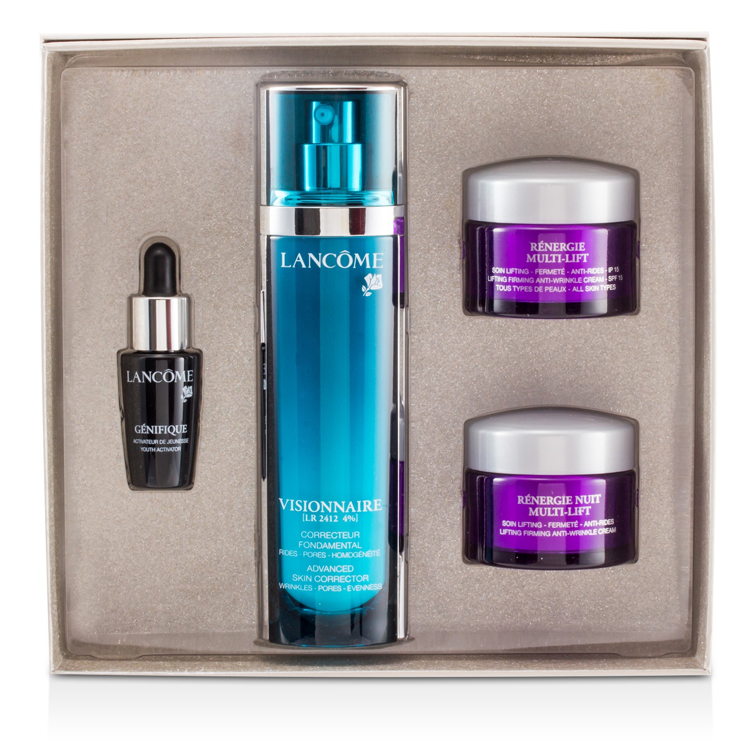 Lancome Visionnaire Набор: Visionnaire [LR2412] 50мл + Renergie Nuit Multi-Lift 15мл + Renergie Multi-Lift SPF 15 15мл + Genifique 7мл 4pcs