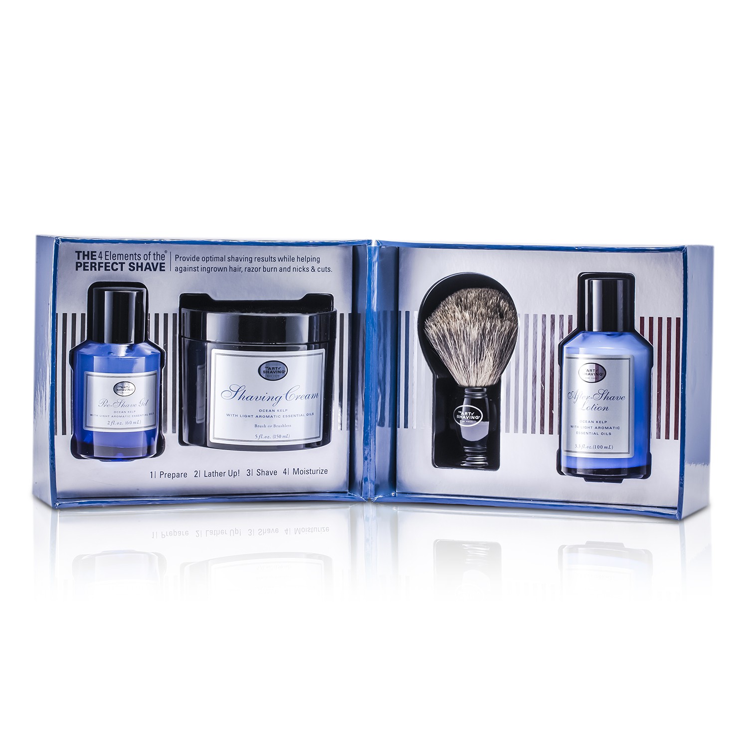 The Art Of Shaving The 4 Elements Of The Perfect Shave - Ocean Kelp (Pre Shave Gel+ Shave Crm+ A/S Lotion+ Brush) 4pcs