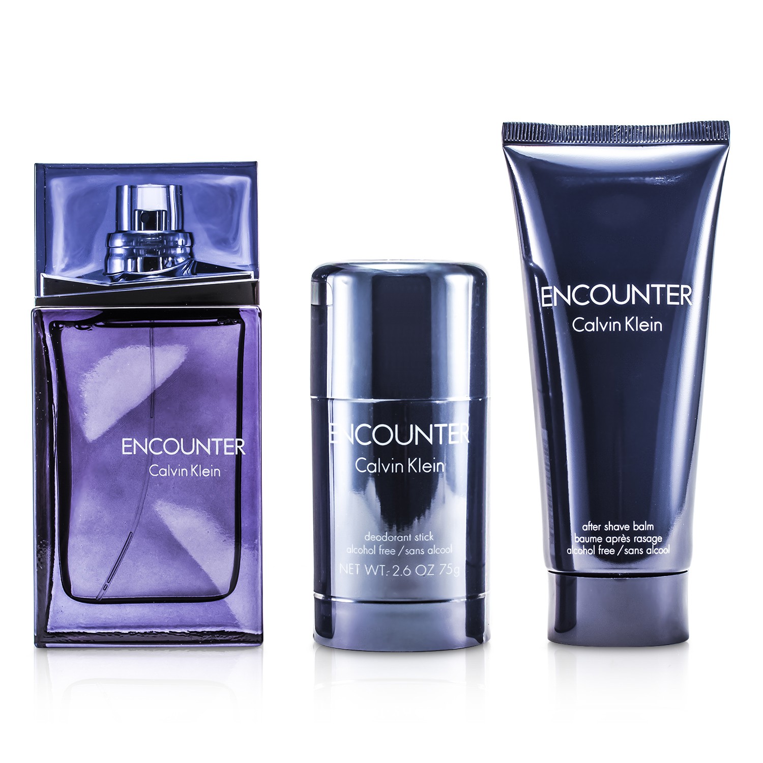 Calvin Klein Zestaw Encounter: Woda toaletowa 100ml /3.4oz+ Balsam po goleniu 100ml/3.4oz + Dezodorant w sztyfcie 75ml/2.6oz 3pcs