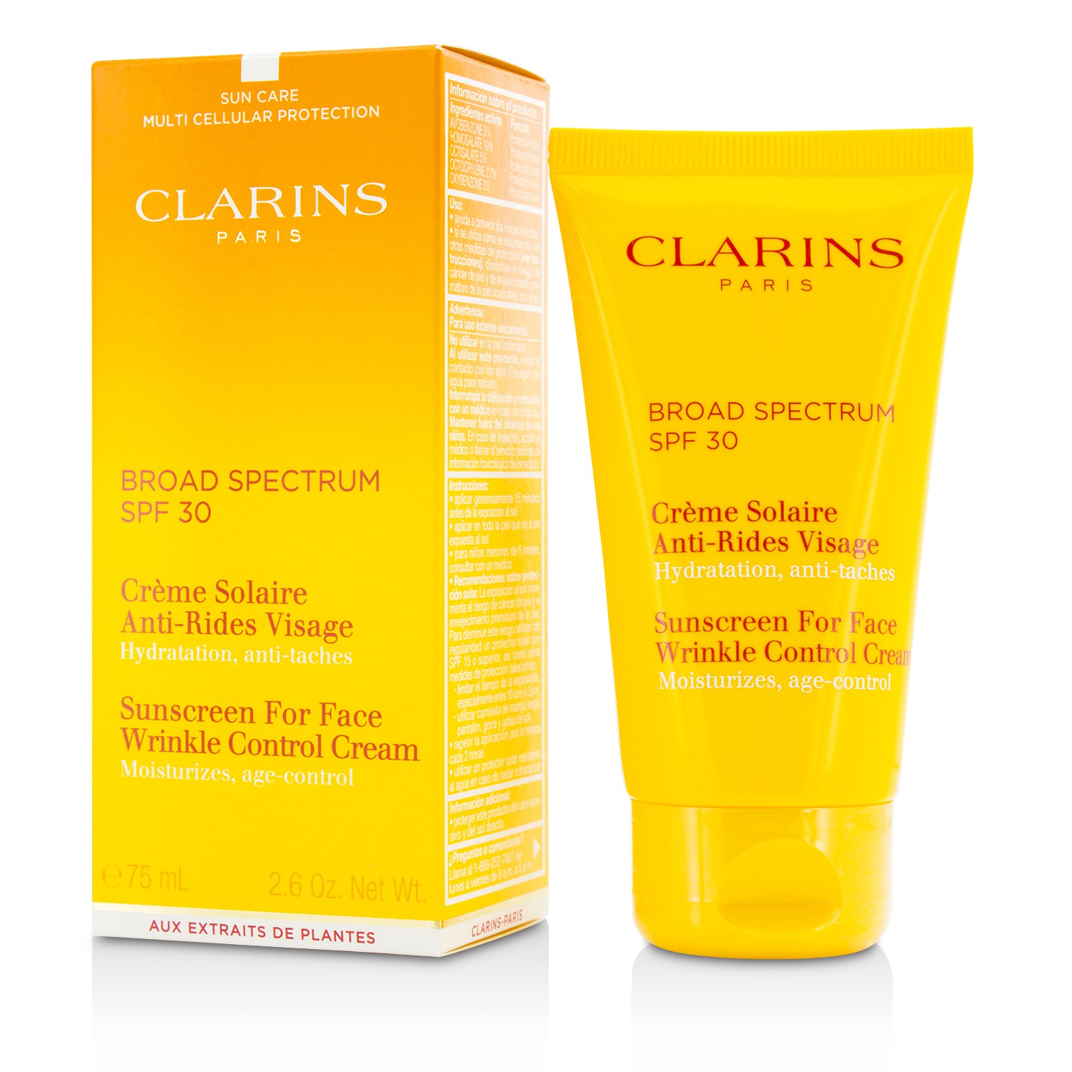 Clarins Przeciwzmarszczkowy krem do opalania Sunscreen for Face Wrinkle Control Cream Broad Spectrum SPF 30 75ml/2.6oz