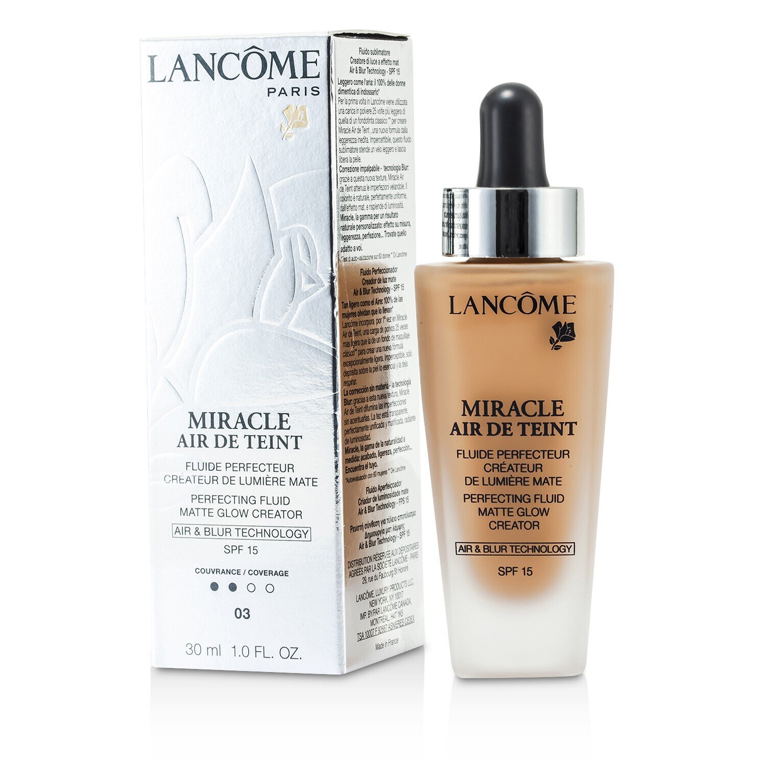 Lancome Miracle Air De Teint Perfecting Fluid SPF 15 30ml/1oz