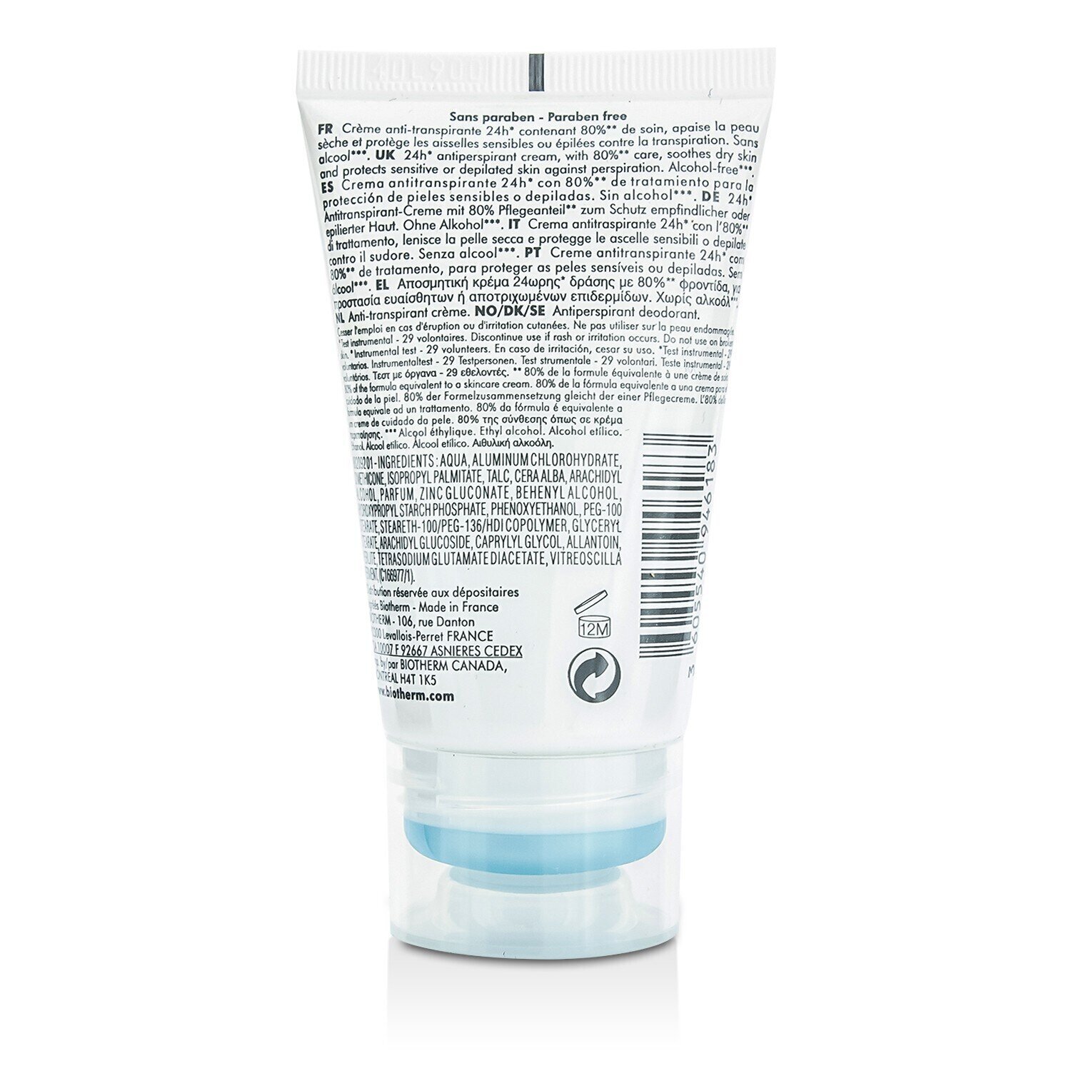 Biotherm Deo Pure Crema Anti Transpirante 24H (Piel Sensible) 40ml/1.35oz