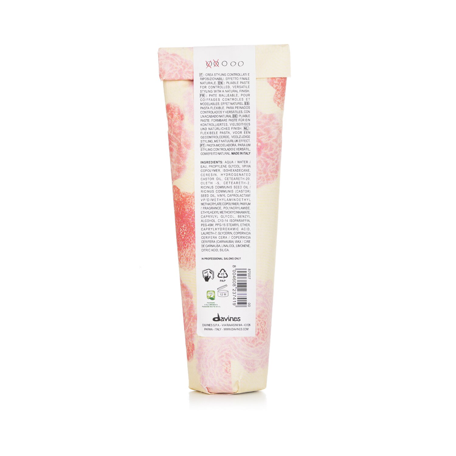Davines More Inside Esta Es Una Pasta Flexible de Agarre Medio (Para Efetos Gruesos, Invisibles) 125ml/4.22oz