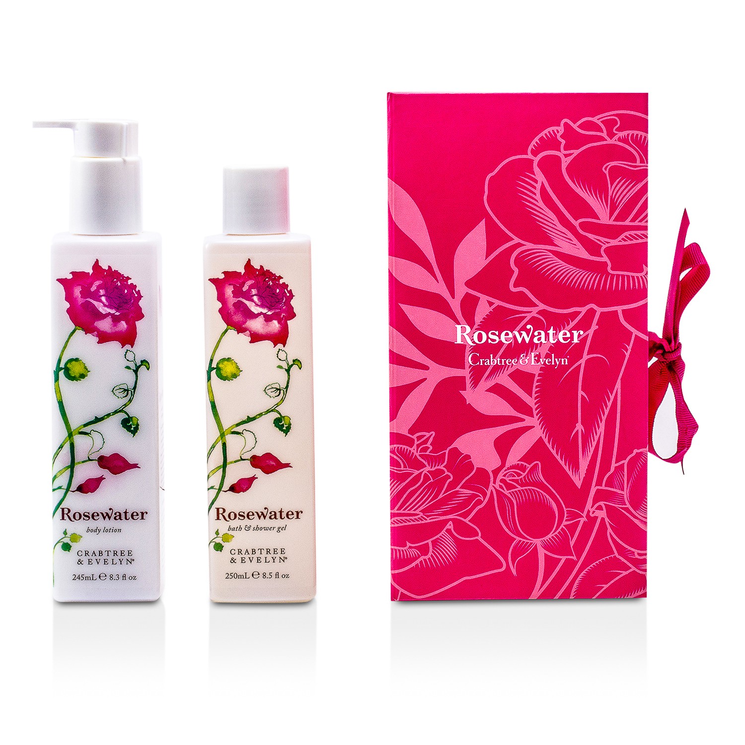 Crabtree & Evelyn Rosewater Perfect Pair: Bath & Shower Gel 250ml + Body Lotion 245ml 2pcs