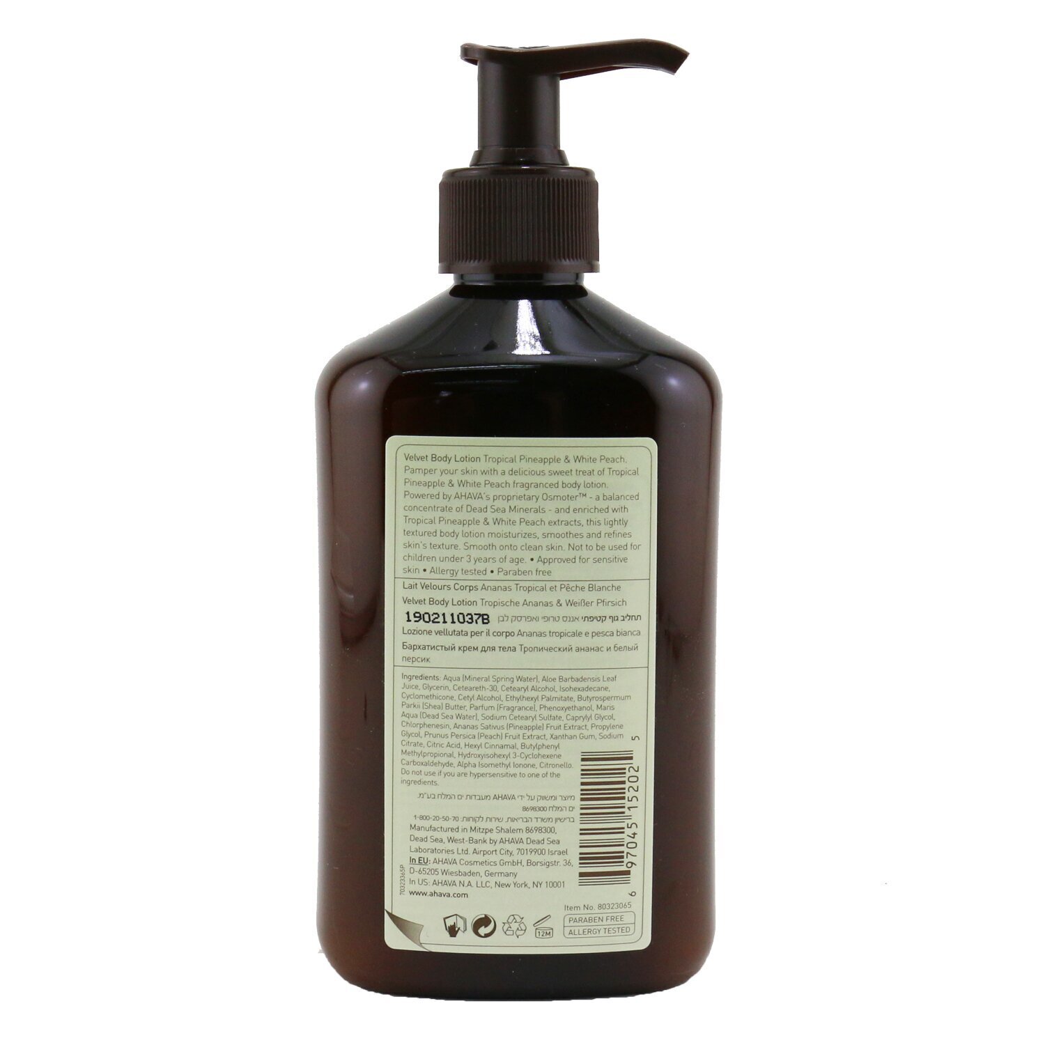 Ahava Mineral Botanic Velvet Body Lotion - Tropical Pineapple & White Peach 400ml/13.5oz