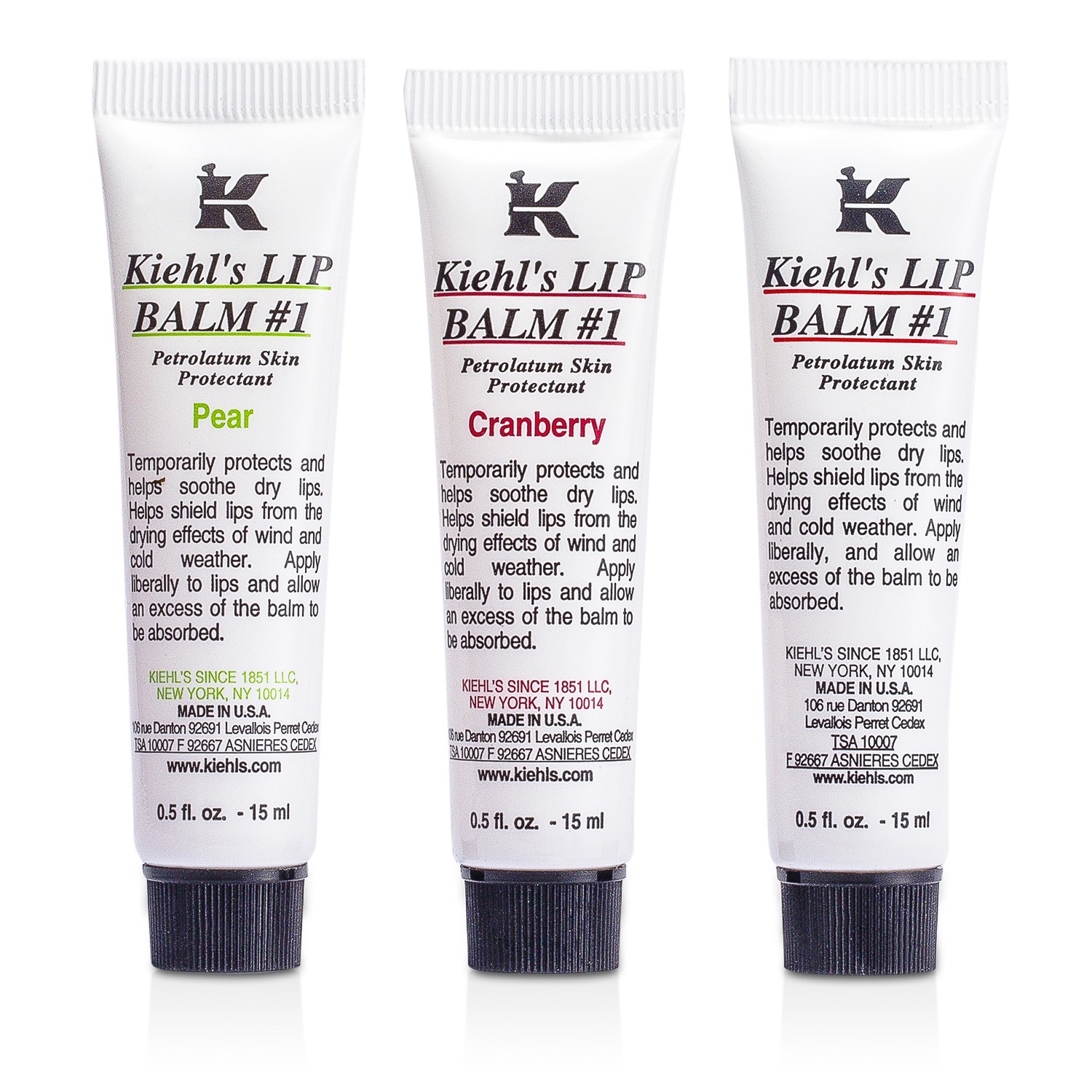 Kiehl's Lip Balm #1 Set: Lip Balm #1 15ml/0.5oz + Lip Balm #1 Cranberry 15ml/0.5oz + Lip Balm #1 Pear 15ml/0.5oz 3x15ml/0.5oz