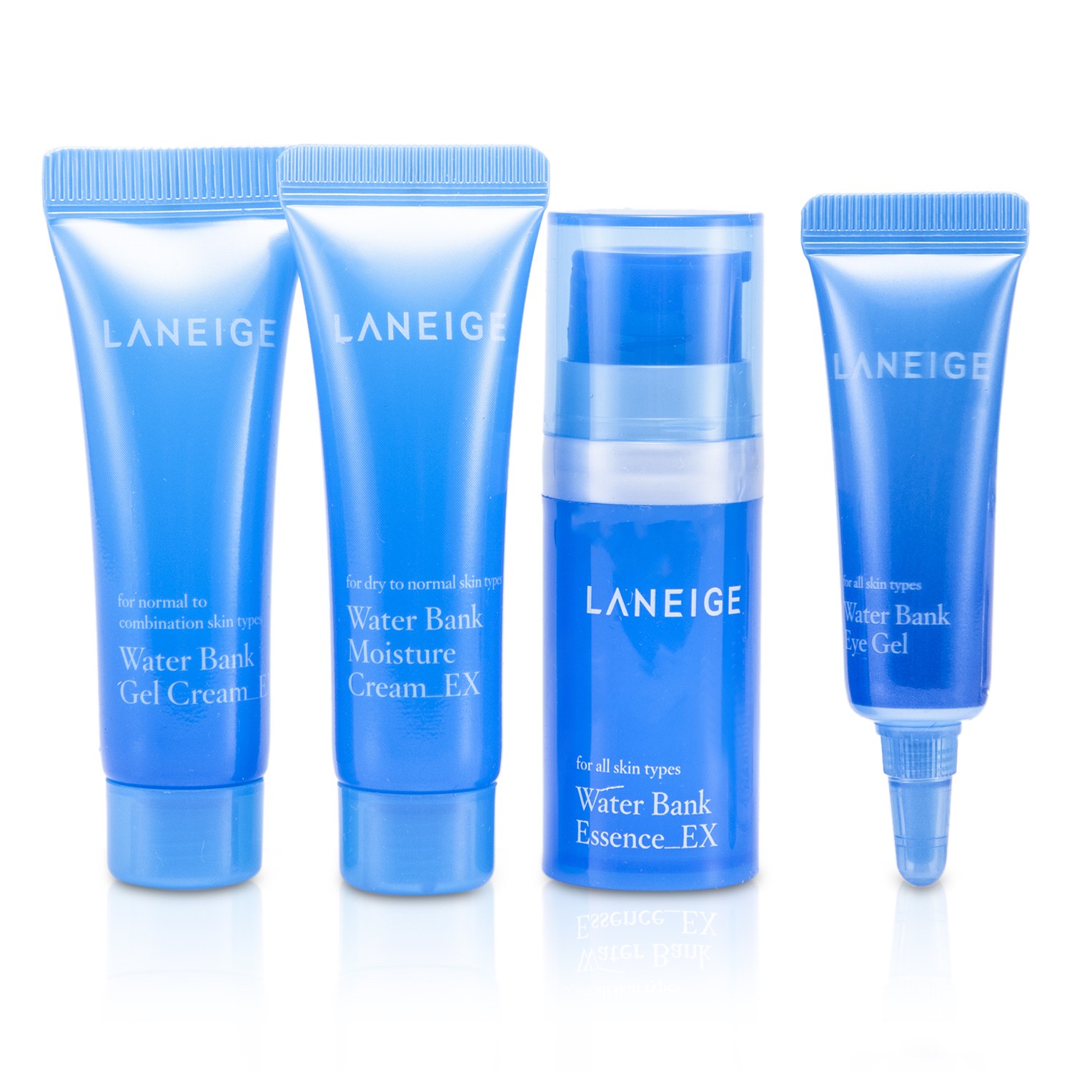 Laneige Kit Percubaan Water Bank: Essence 10ml + Moisture Cream 10ml + Gel Cream 10ml + Eye Gel 3ml 4pcs