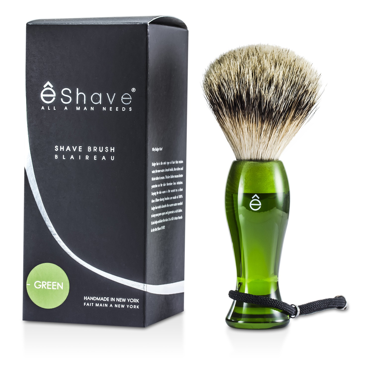EShave Finest Badger Long Shaving Brush - Green 1pc