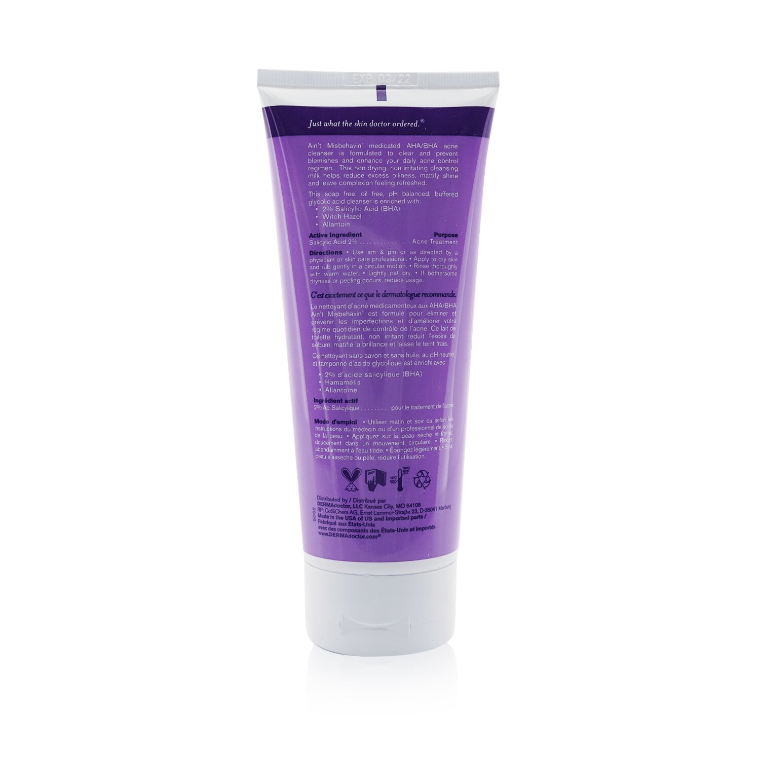 DERMAdoctor Ain't Misbehavin' Medicated AHA/BHA Acne Cleanser (For Oily, Blemish-Prone or Combination Skin) 210ml/7oz