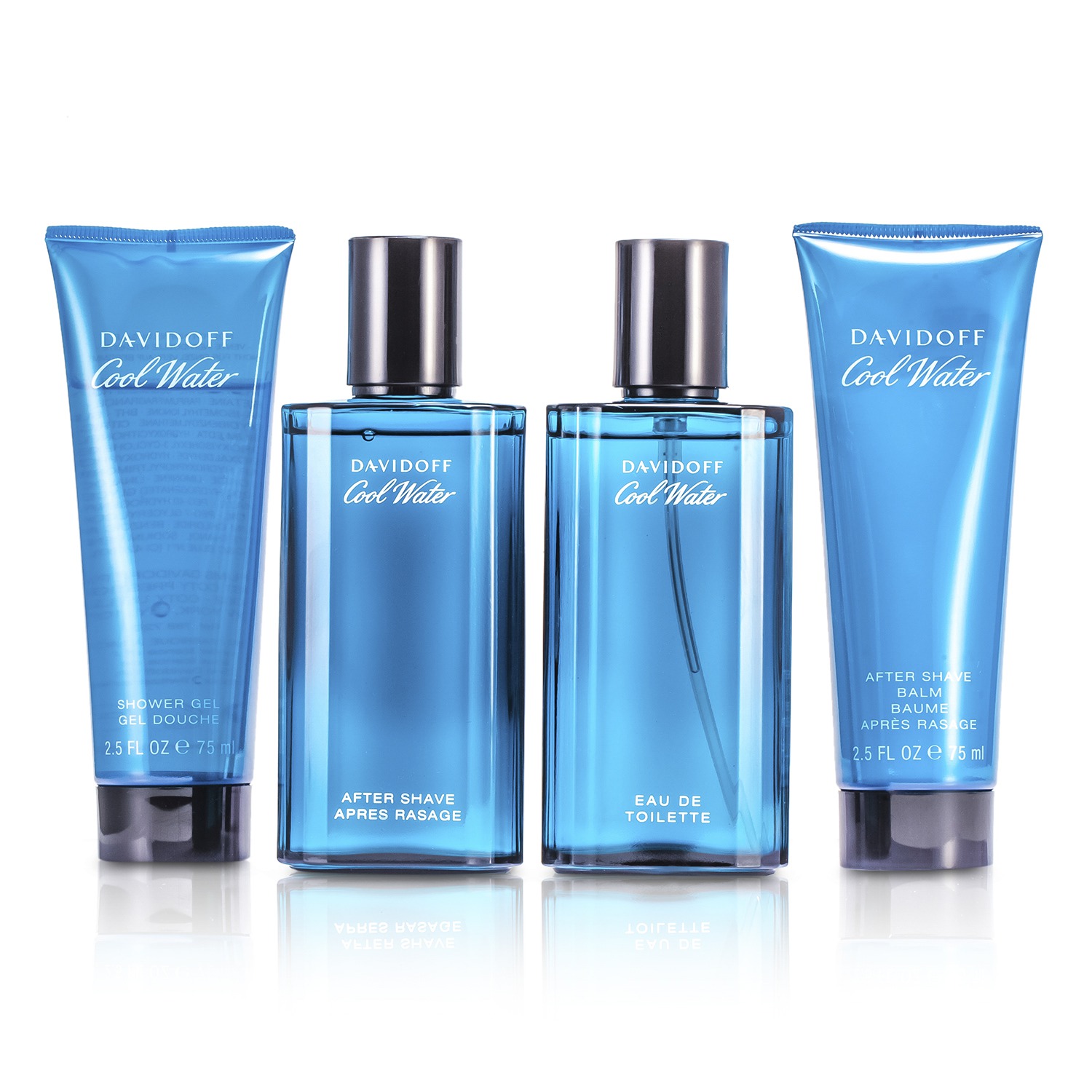 Davidoff Cool Water Coffret: Eau De Toilette Spray 75ml/2.5oz + After Shave 75ml/2.5oz + After Shave Balm 75ml/2.5oz + Shower Gel 75ml/2.5oz 4pcs