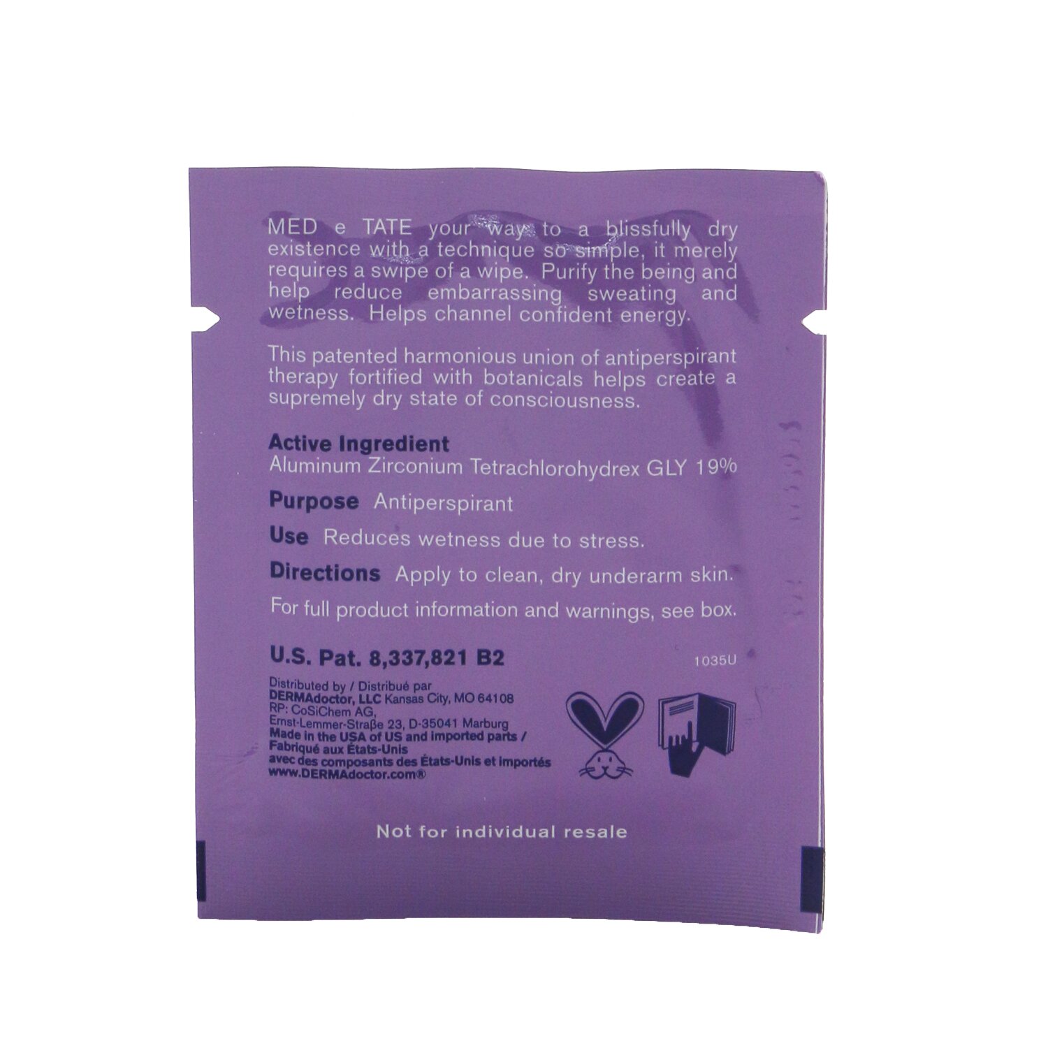 DERMAdoctor MED e TATE Toallitas Antitranspirantes 30 Packettes