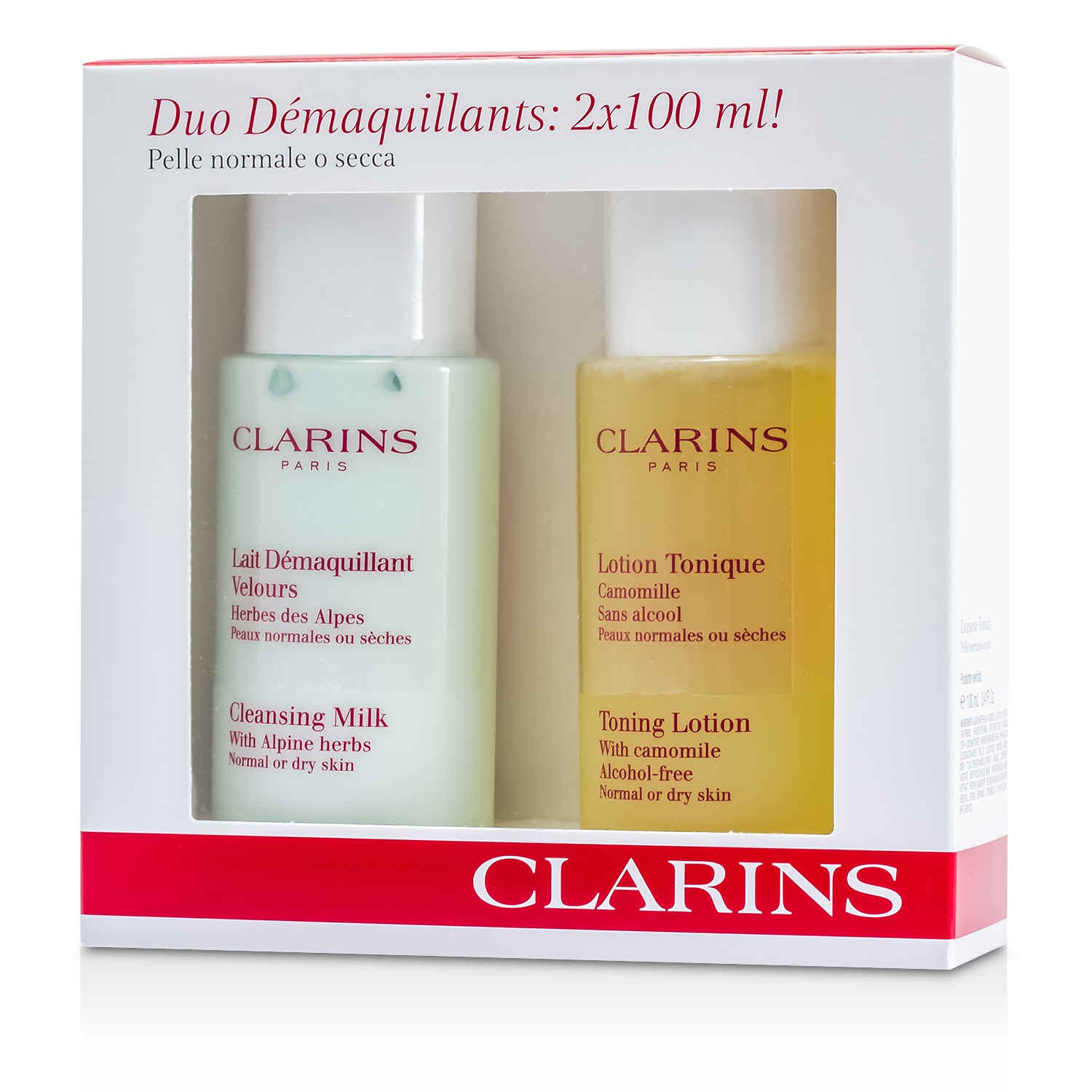Clarins Cleansing Duo (Normal/ Dry Skin): Cleansing Milk 100ml + Toning Lotion 100ml 2x100ml/3.4oz