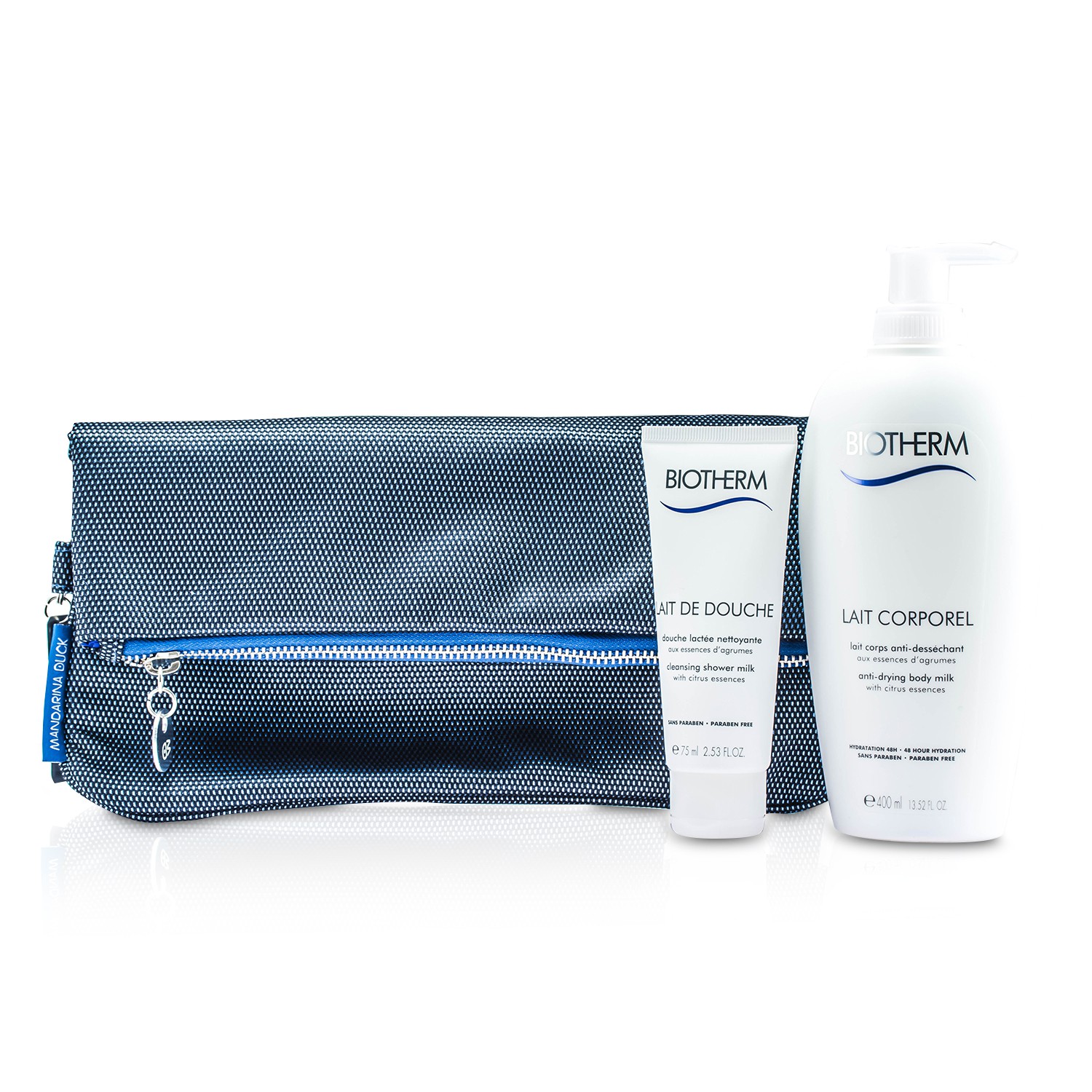 Biotherm Set Corporal: Leche Corporal Anti Secante 400ml + Leche De Ducha Limpiadora 75ml + Bolso 2pcs+1bag