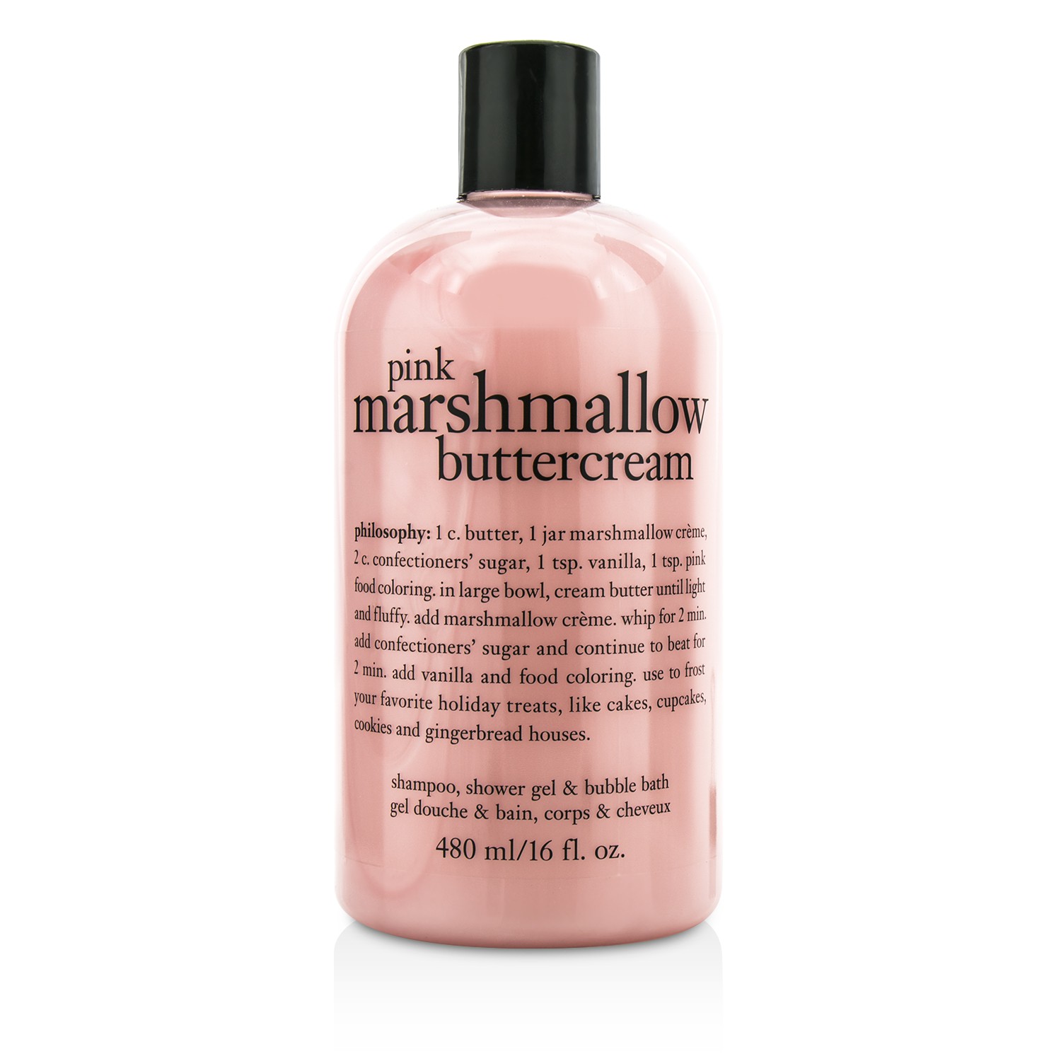 Philosophy Pink Marshmallow Buttercream Shampoo, Shower Gel & Bubble Bath 480ml/16oz