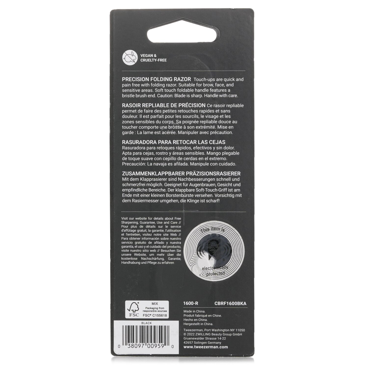 Tweezerman Kartáček na obočí Precision Folding Brow Razor Picture Color