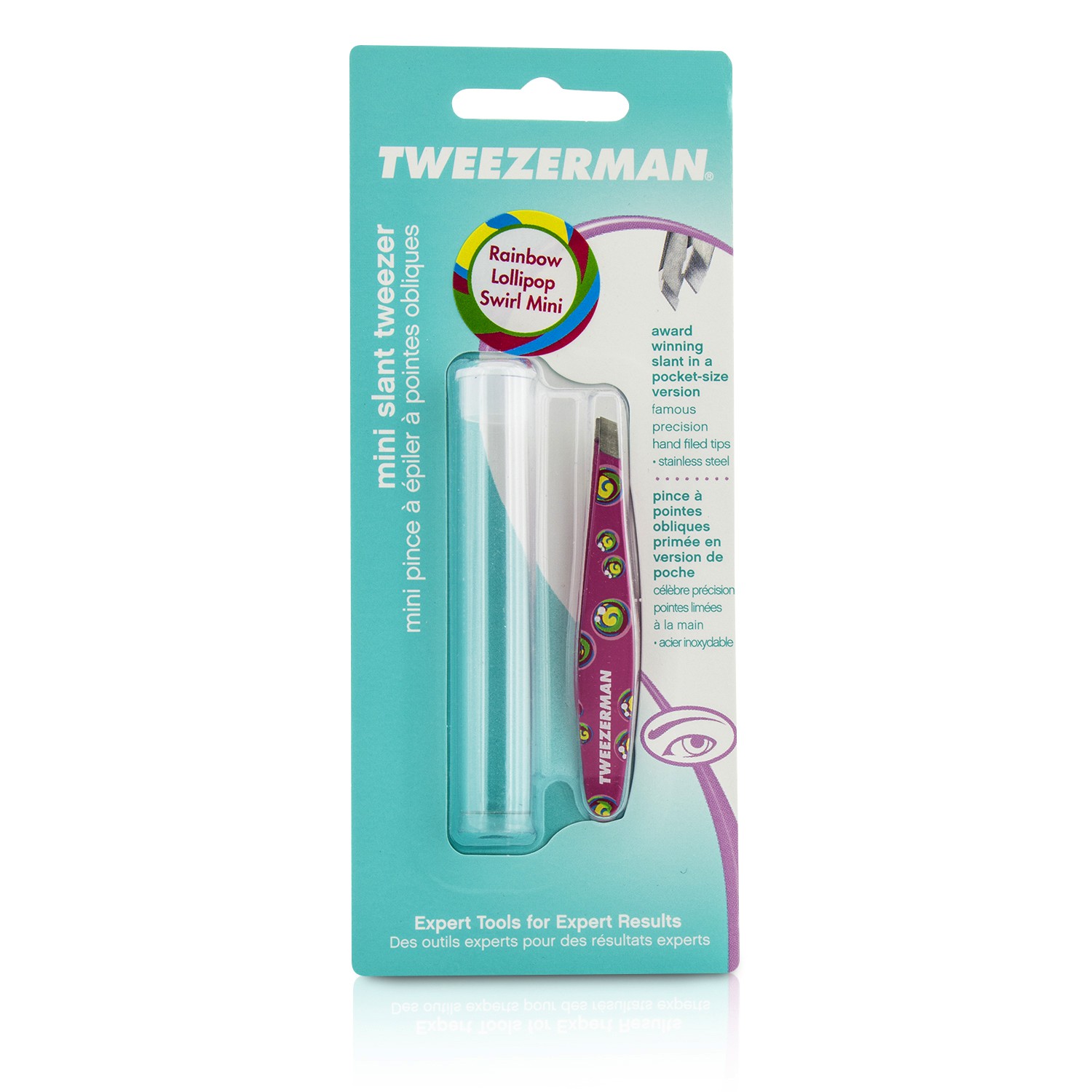Tweezerman Mini Slant Tweezer (Rainbow Lollipop Swirl) - Blister Picture Color