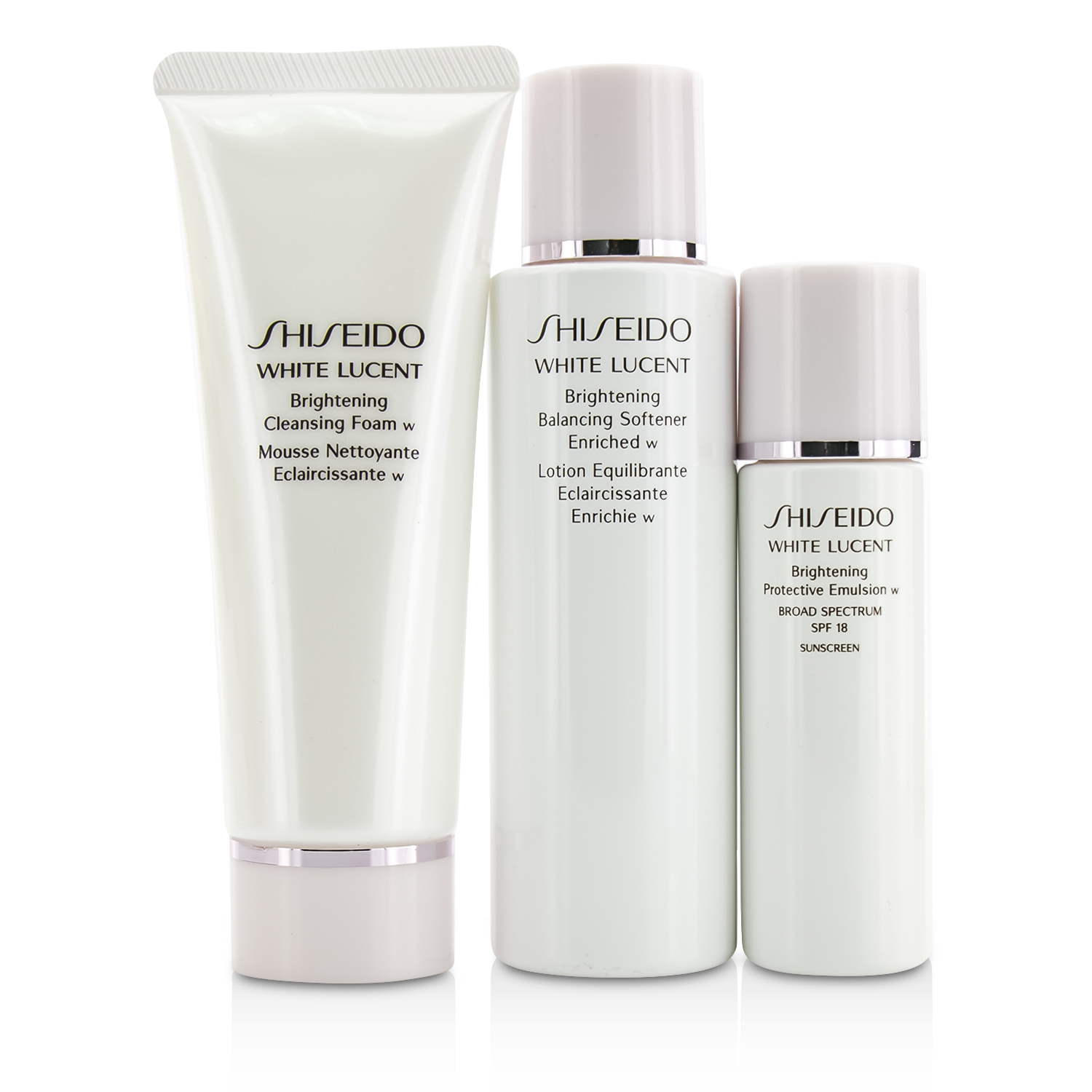 Shiseido White Lucent 1-2-3 Kit: Balancing Softener 100ml + Cleansing Foam W 75ml +Protective Emulsion W SPF 18 30ml 3pcs