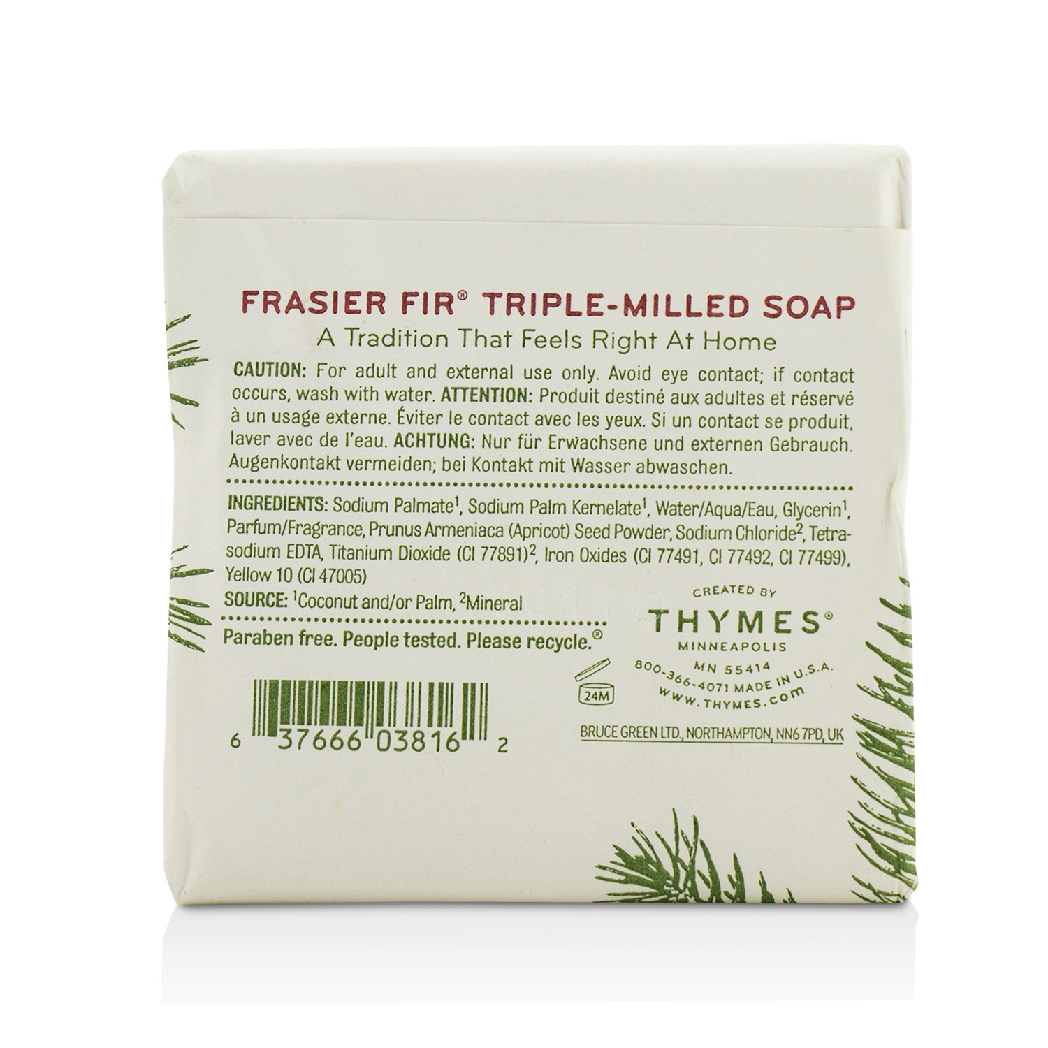Thymes Frasier Fir Bar Soap 155g/5.5oz