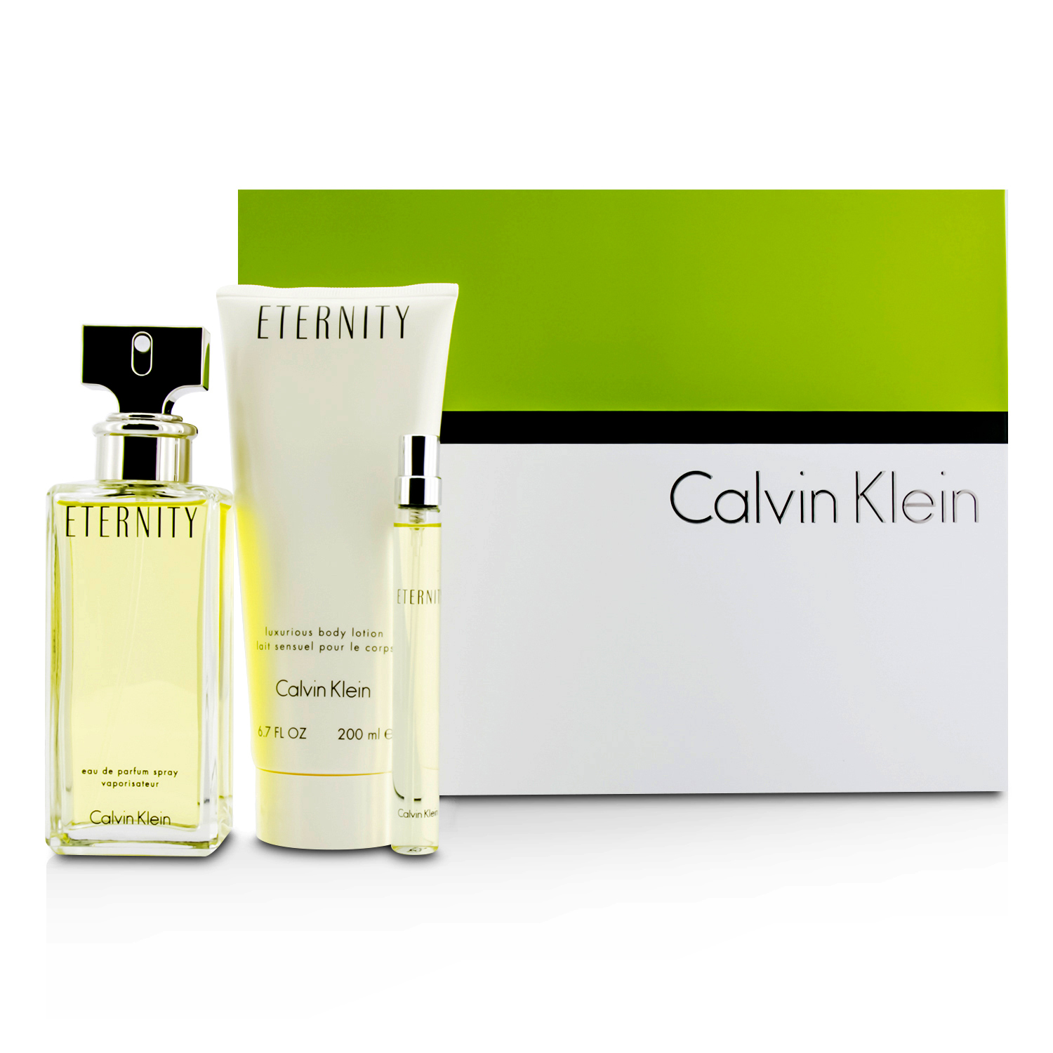 Calvin Klein Eternity Набор: Парфюмированная Вода Спрей 100мл/3.4унц + Лосьон для Тела 200мл/6.7унц + Парфюмированная Вода 10мл/0.33унц 3pcs