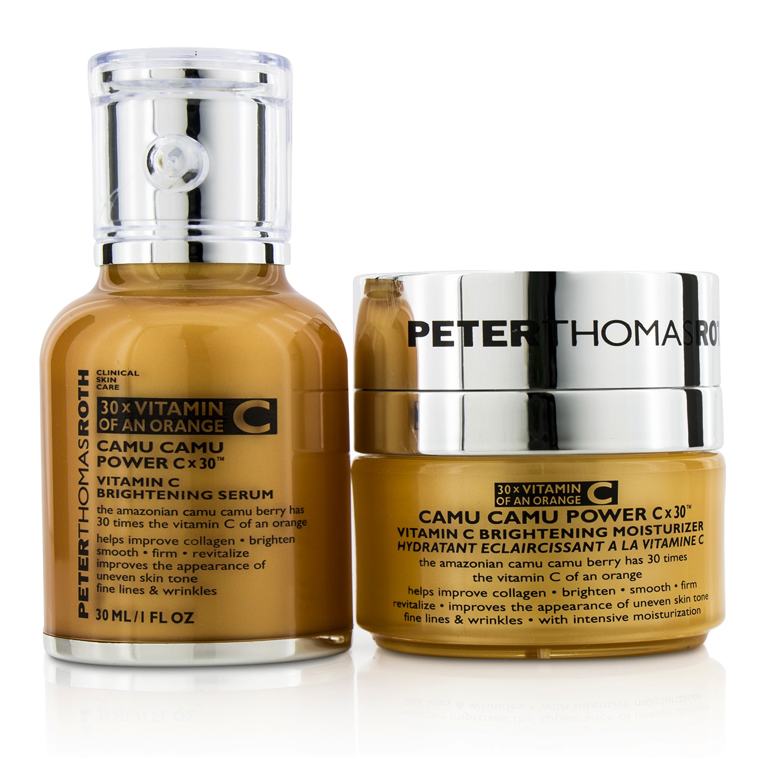 Peter Thomas Roth Camu Camu Kit: Vitamin C Brightening Serum 30ml + Vitamin C Brightening Moisturizer 15ml 2pcs