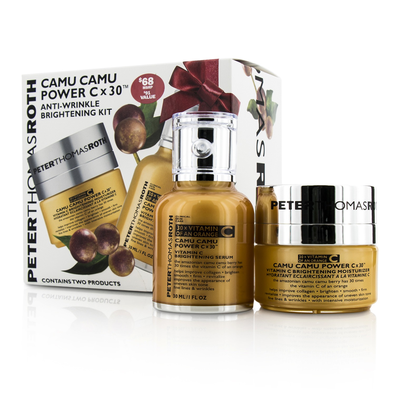 Peter Thomas Roth Camu Camu Kit: Vitamin C Brightening Serum 30ml + Vitamin C Brightening Moisturizer 15ml 2pcs