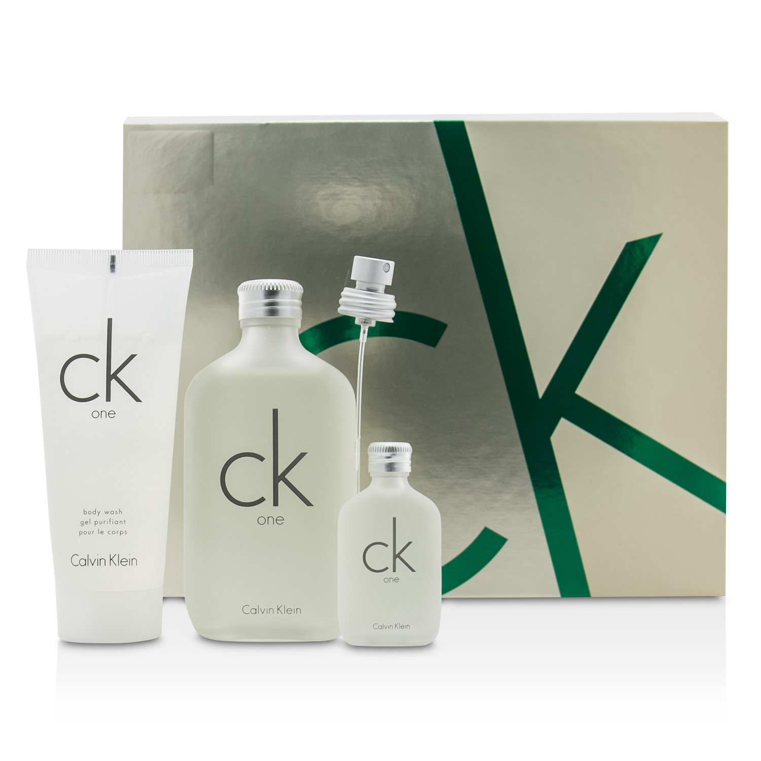 Calvin Klein (OK) CK One Coffret: Eau De Toilette Spray 100ml/3.4oz + Eau De Toilette 15ml/0.5oz + Body Wash 100m 3pcs
