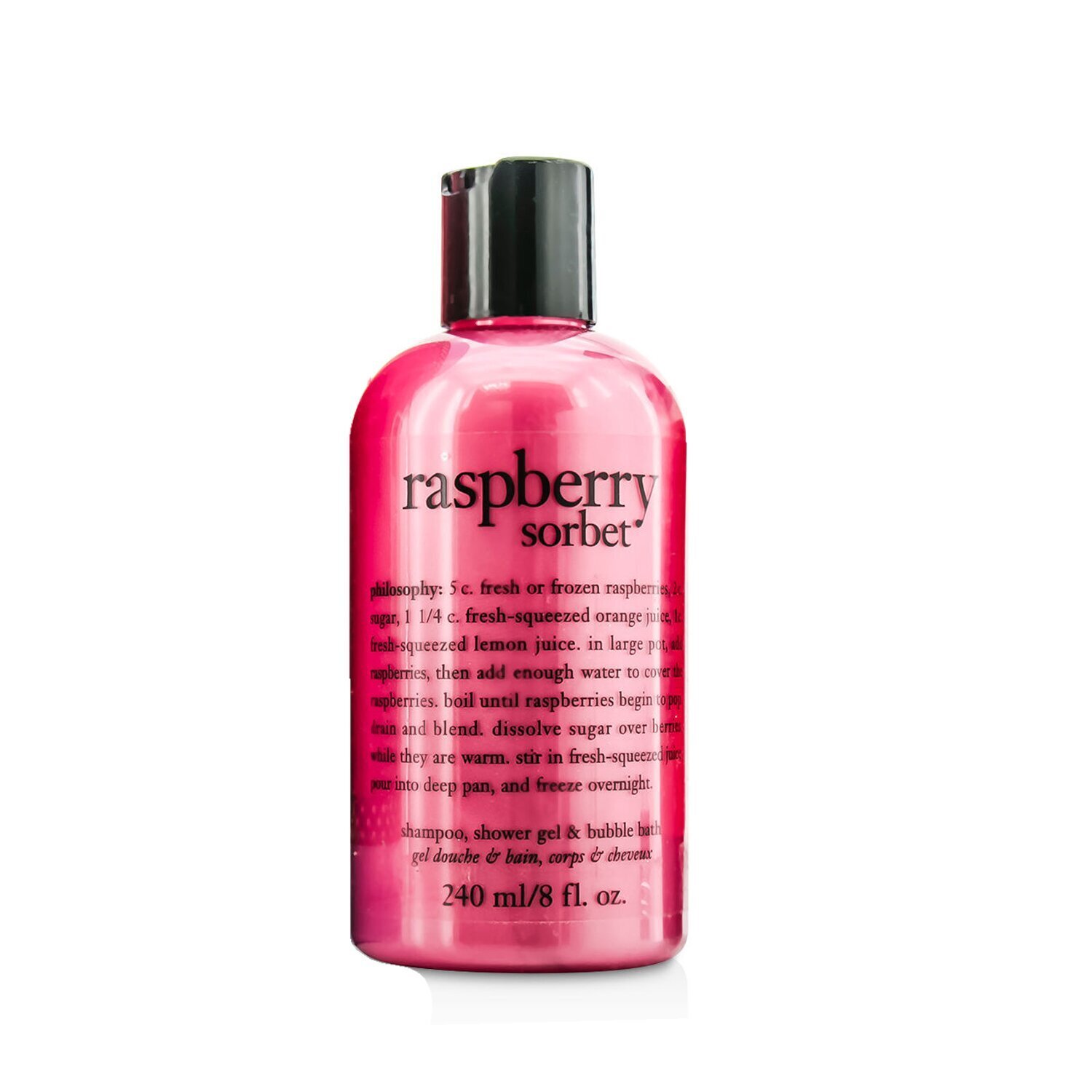 Philosophy Thank You Set: Raspberry Sorbet Shampoo, Shower Gel & Bubble Bath 240ml + Lip Shine 12ml 2pcs