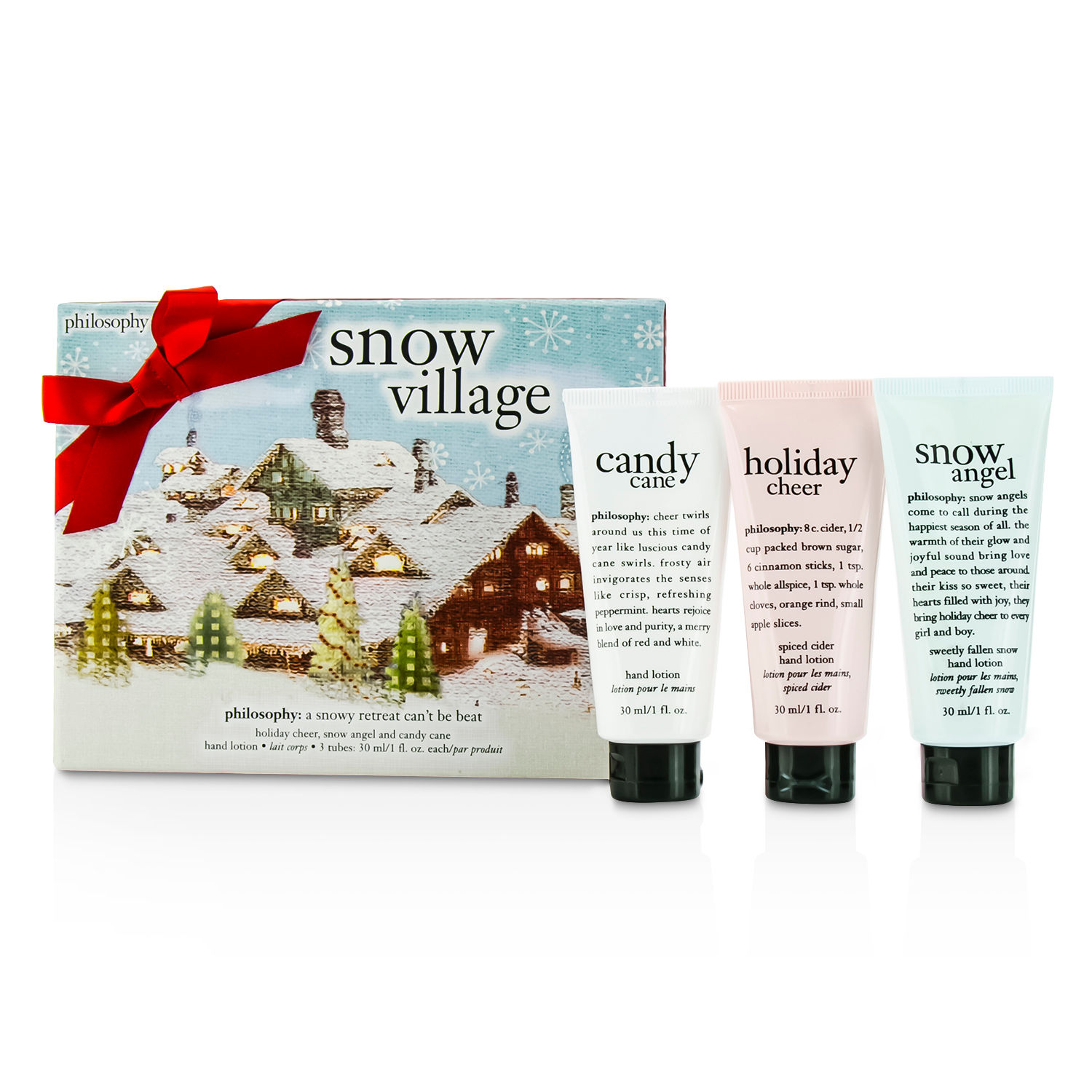Philosophy Snow Village Hand Cream Set: Holiday Cheer Hand Cream 30ml + Snow Angel Hand Cream 30ml + Candy Cane Hand Cream 30ml 3pcs