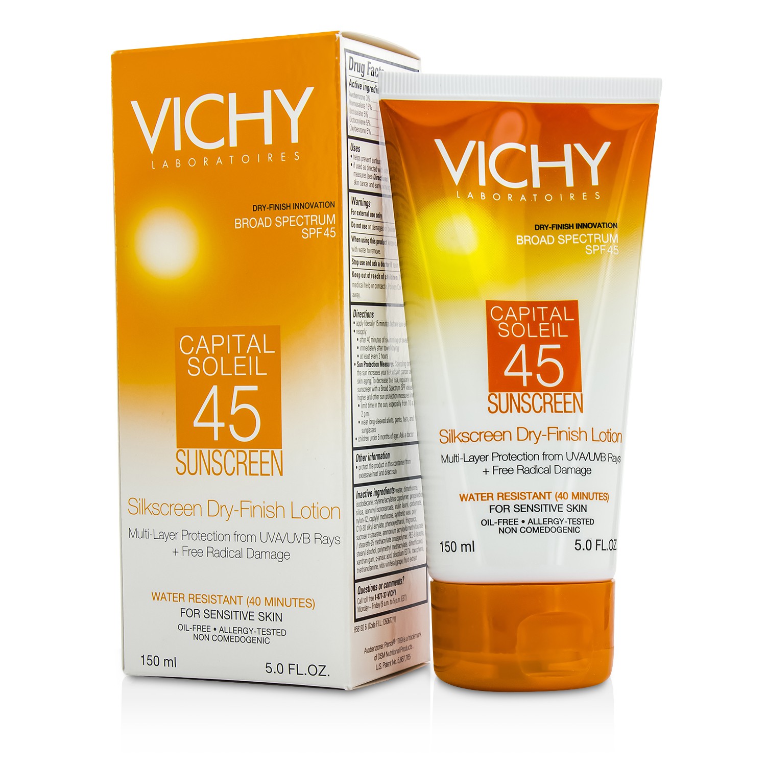 Vichy Capital Soleil Silkscreen Dry-Finish Lotion For Face & Body SPF 45 150ml/5oz