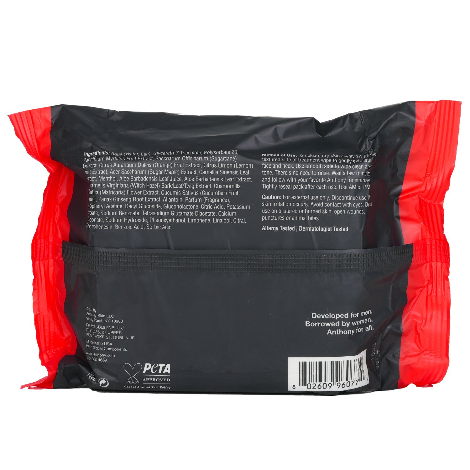 Anthony Logistics For Men Гликолевые Отшелушивающие и Обновляющие Салфетки 30wipes