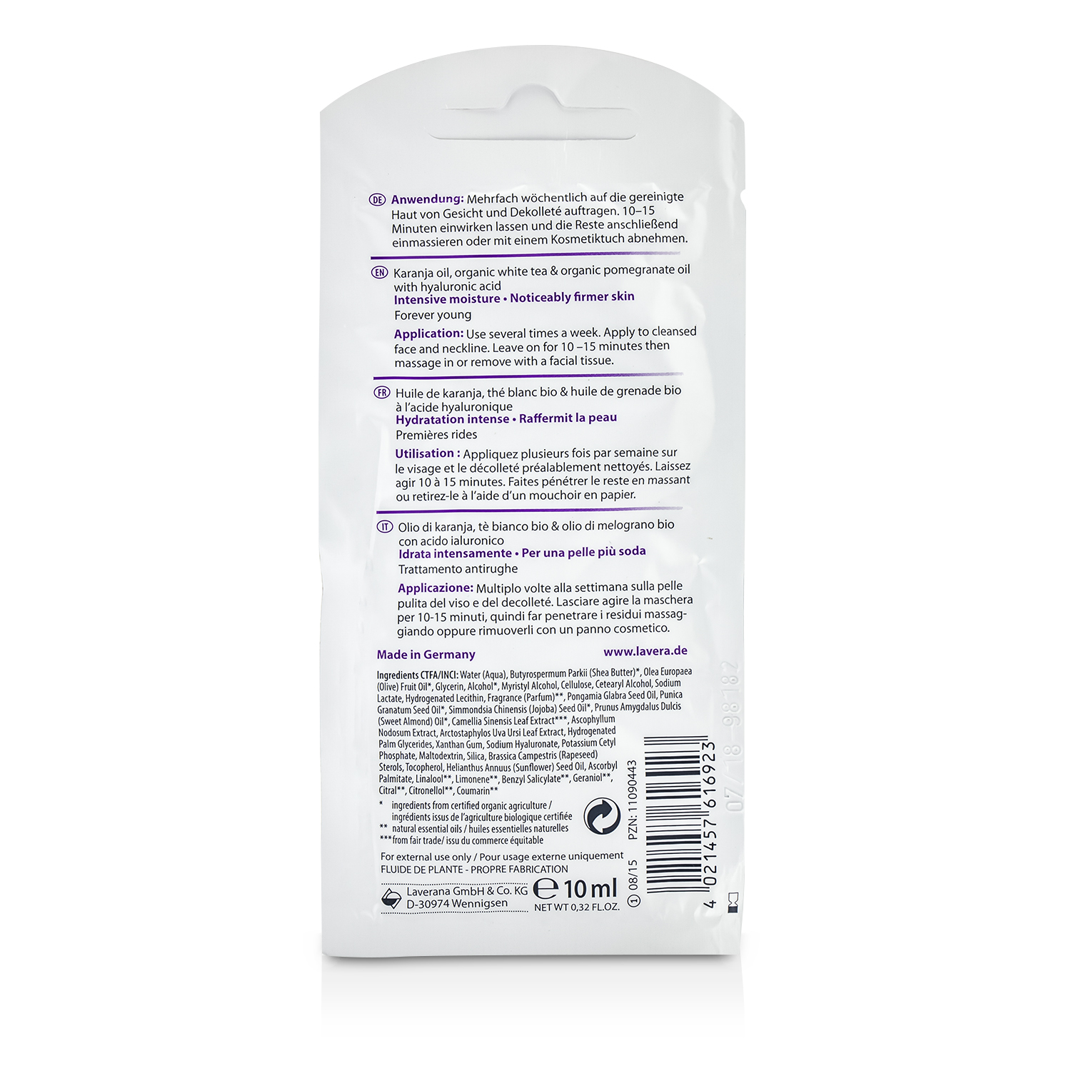 Lavera Firming Mask - Karanja 10ml/0.32oz