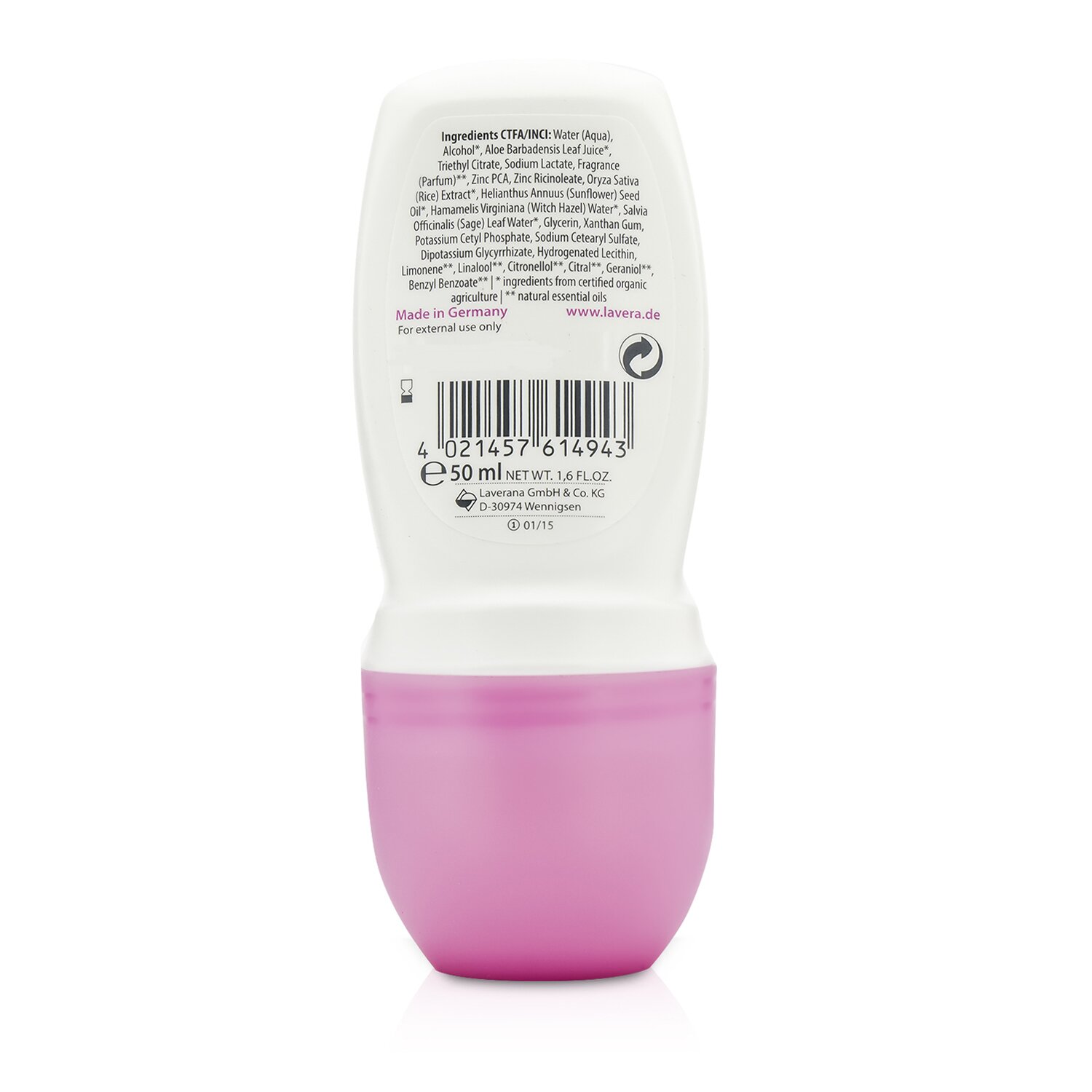 Lavera 24h Deodorant Roll-On with Organic Rice Milk - Sensitive 50ml/1.7oz