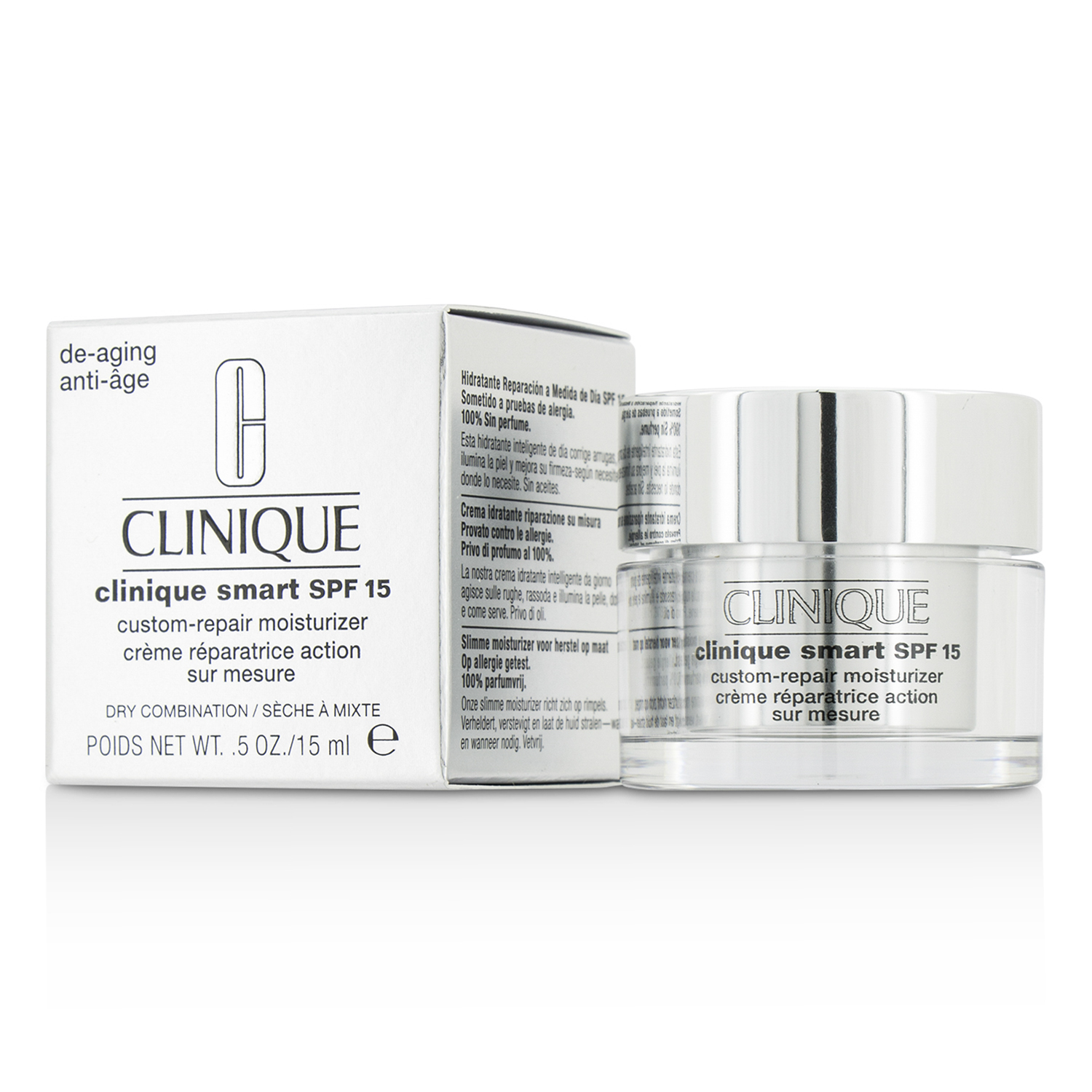 Clinique บำรุงกลางวัน Smart Custom-Repair Moisturizer SPF 15 (ผิวแห้งผสม; ขนาดเดินทาง) 15ml/0.5oz