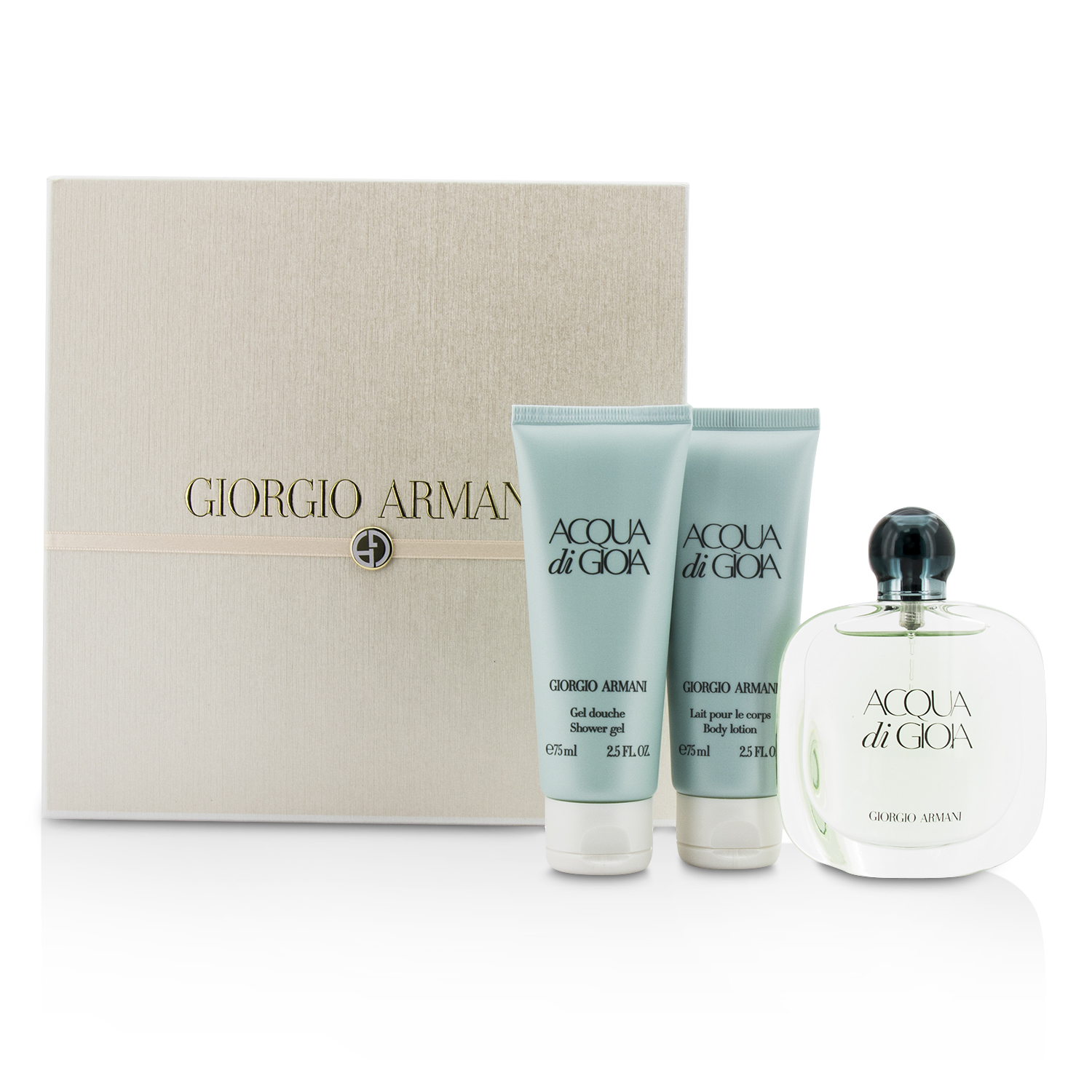 Giorgio Armani Acqua Di Gioia Coffret: Eau De Parfum Spray 50ml/1.7oz + Body Lotion 75ml/2.5oz + Shower Gel 75ml/2.5oz (Pink Box) 3pcs