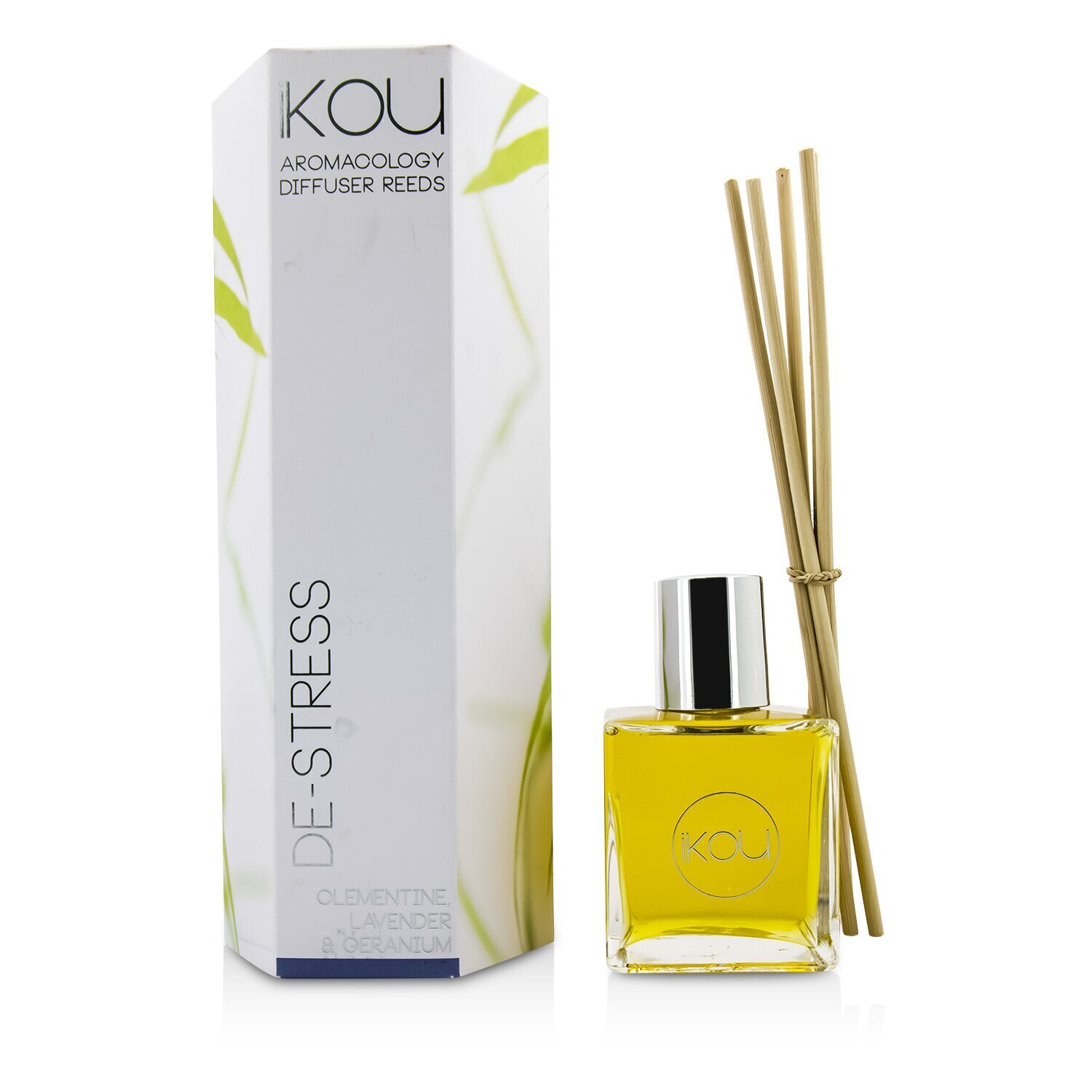 iKOU Aromacology Diffuser Reeds - De-Stress (Lavender & Geranium - 9 months supply) 175ml