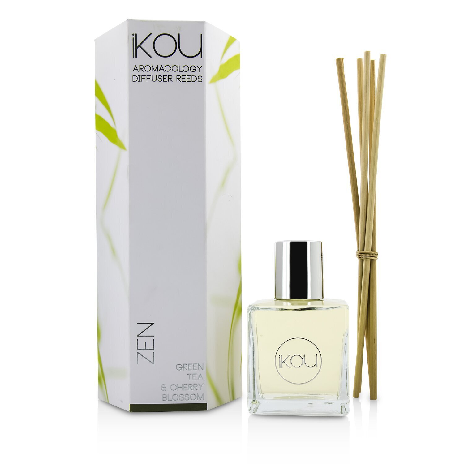 iKOU Aromacology Diffuser Reeds - Zen (Green Tea & Cherry Blossom - 9 months supply) 175ml