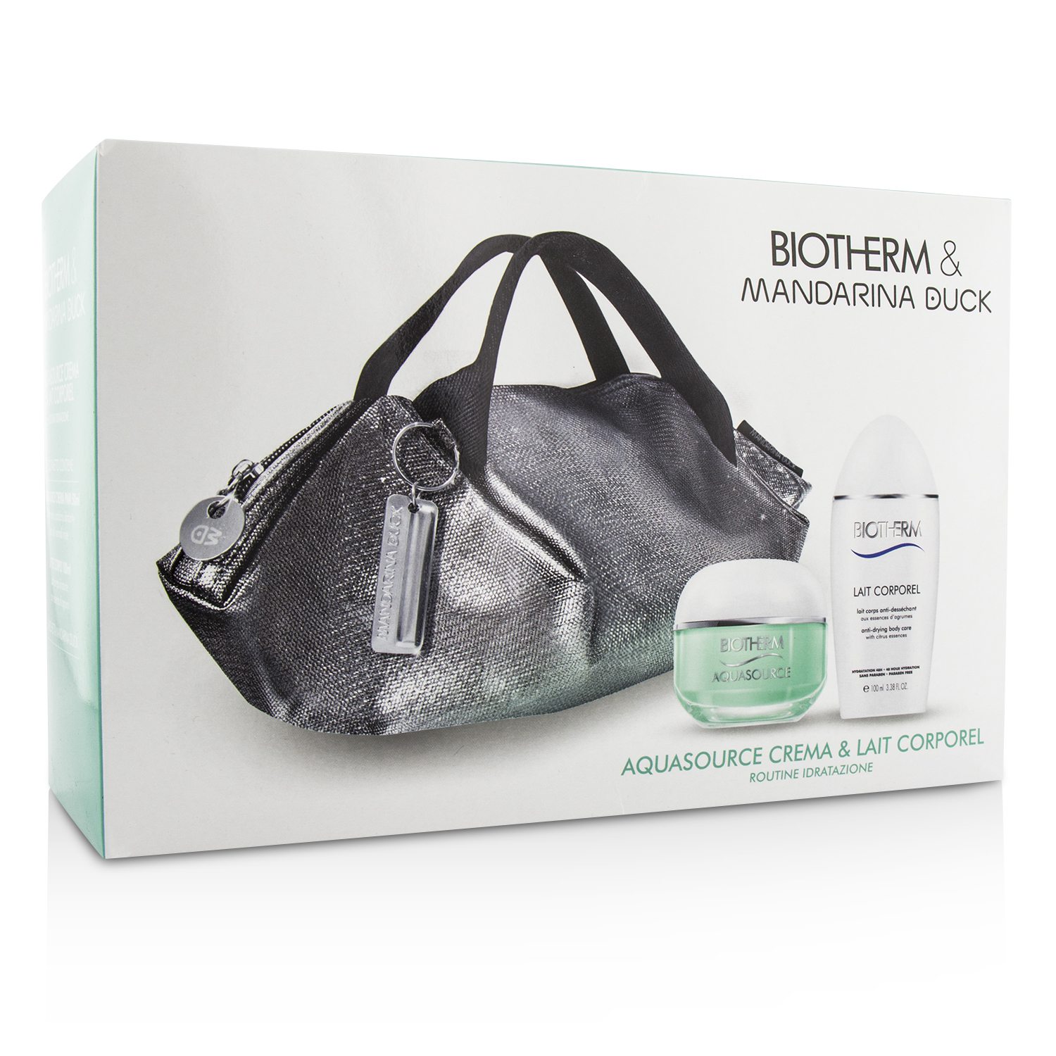 Biotherm Zestaw Aquasource & Body Care X Mandarina Duck Coffret: Cream N/C 50ml + Anti-Drying Body Care 100ml + Handle Bag 2pcs+1bag