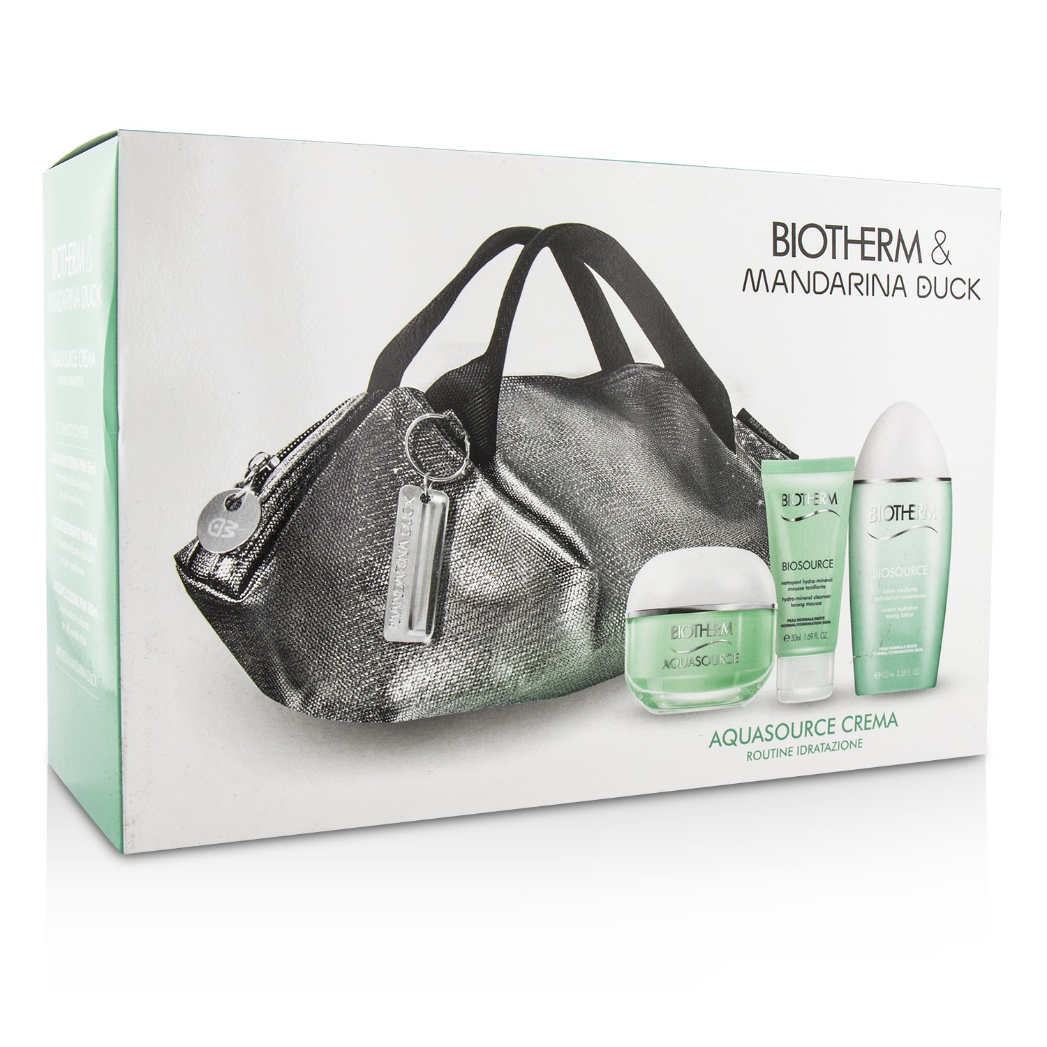 Biotherm Aquasource X Mandarina Duck Coffret: Cream N/C 50ml + Biosource FoamCleanser 50ml + Biosource ToningLotion 100ml + Handle Bag 3pcs+1bag