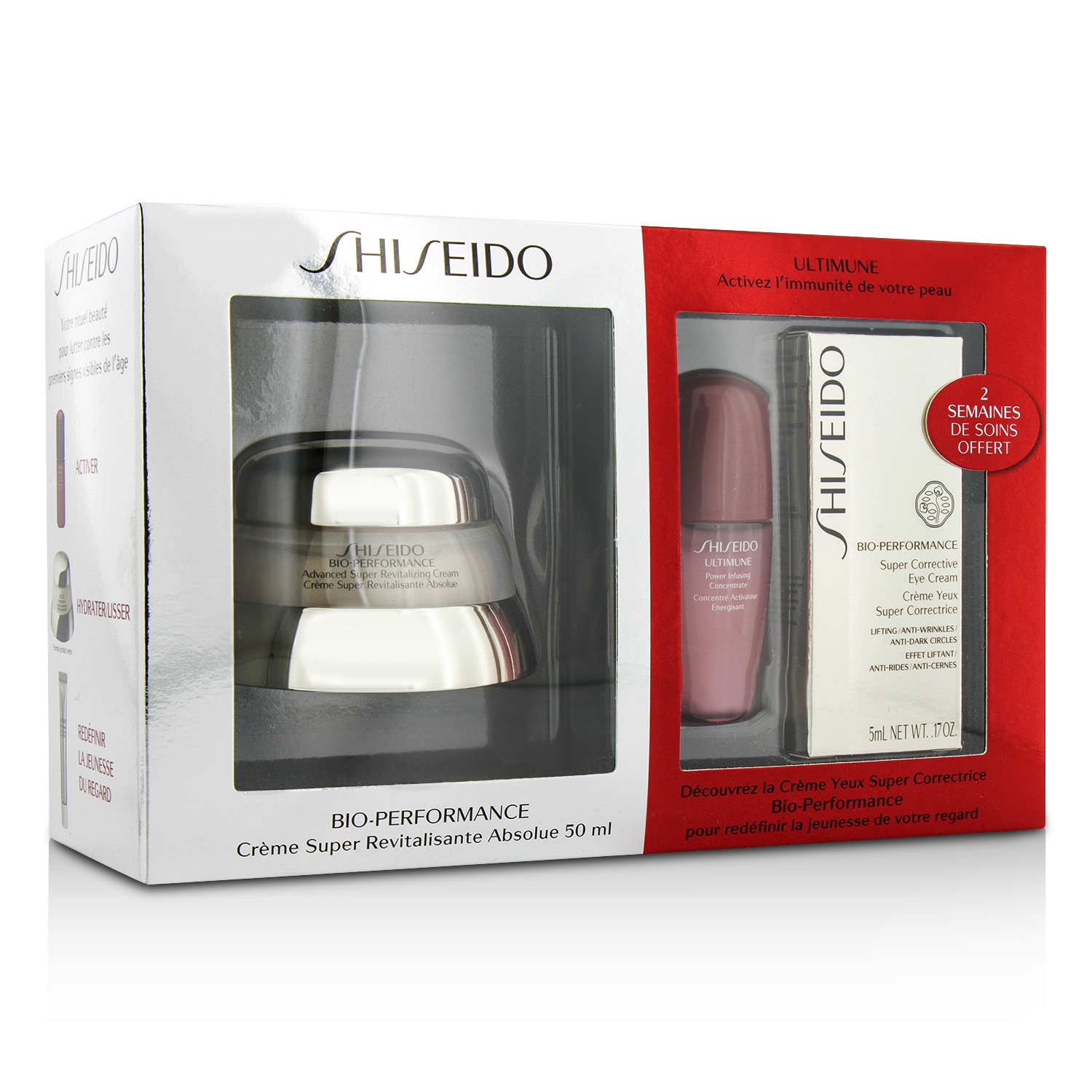 Shiseido Bio Performance Set: Super Revitalizing Cream 50ml + Ultimune Concentrate 10ml + Eye Cream 5ml 3pcs