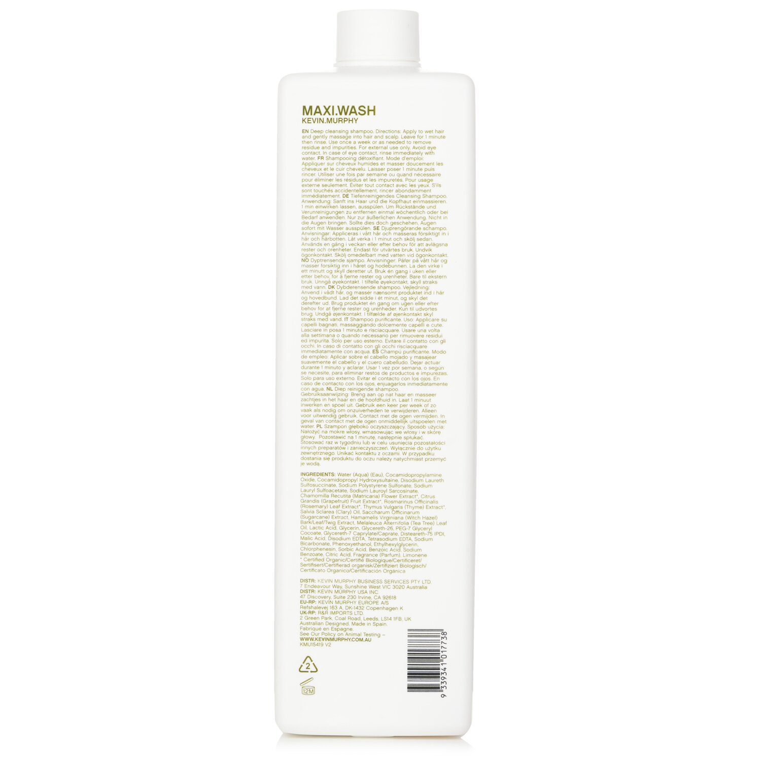 Kevin.Murphy Maxi.Wash (Detox Shampoo - For Coloured Hair) 1000ml/33.6oz
