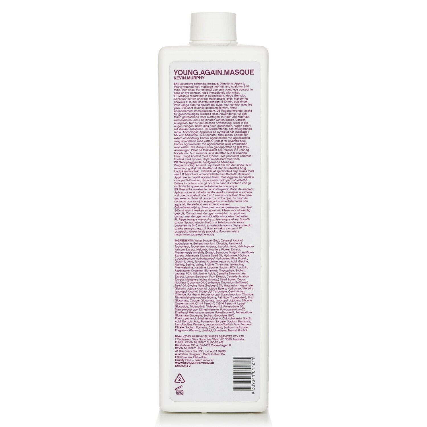 Kevin.Murphy Young.Again.Masque (Immortelle and Baobab Infused Restorative Softening Masque - To Dry Damaged or Brittle Hair) 1000ml/33.8oz