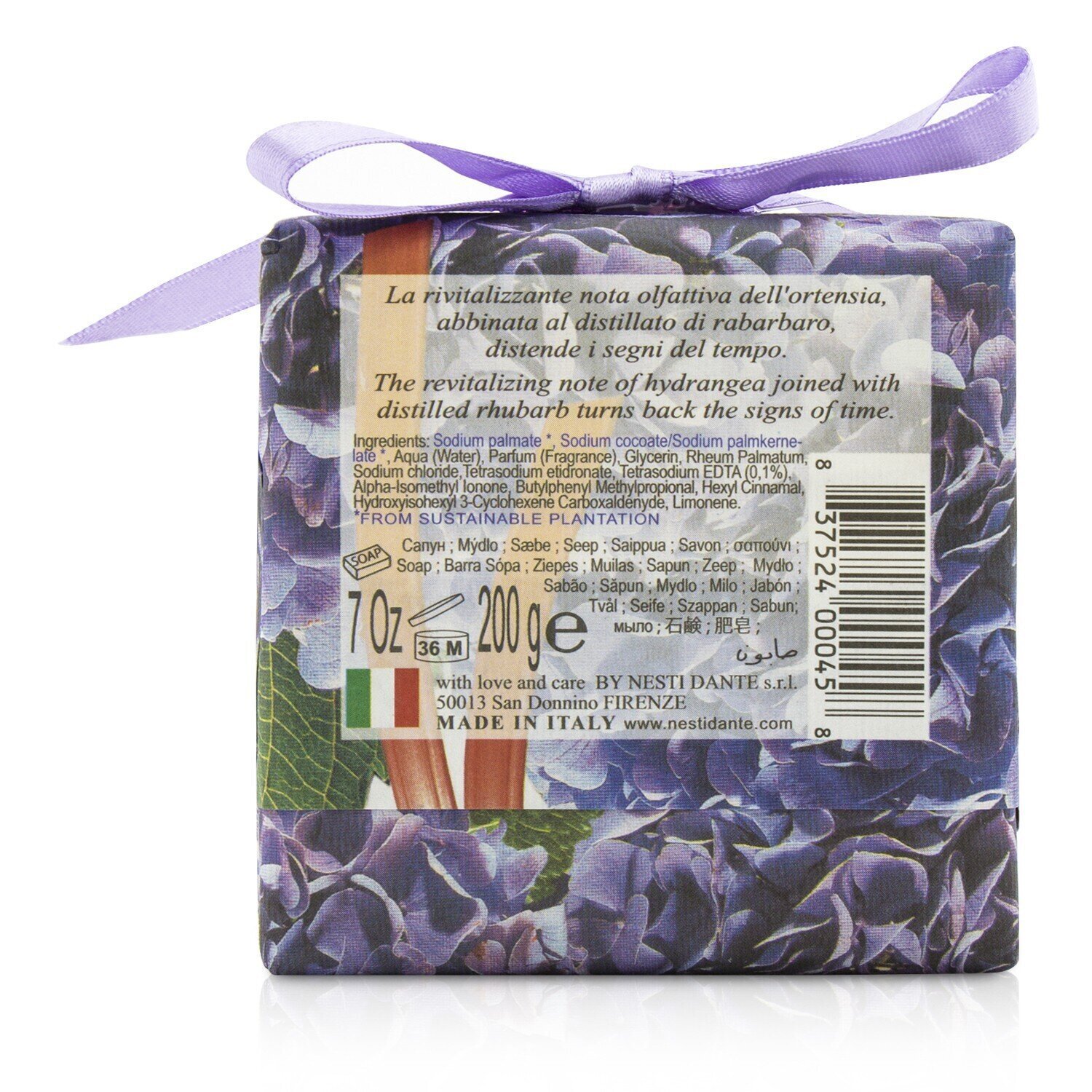 Nesti Dante Sabonete Gli Officinali - Hortênsia e Ruibarbo - Tônico e Energizante 200g/7oz