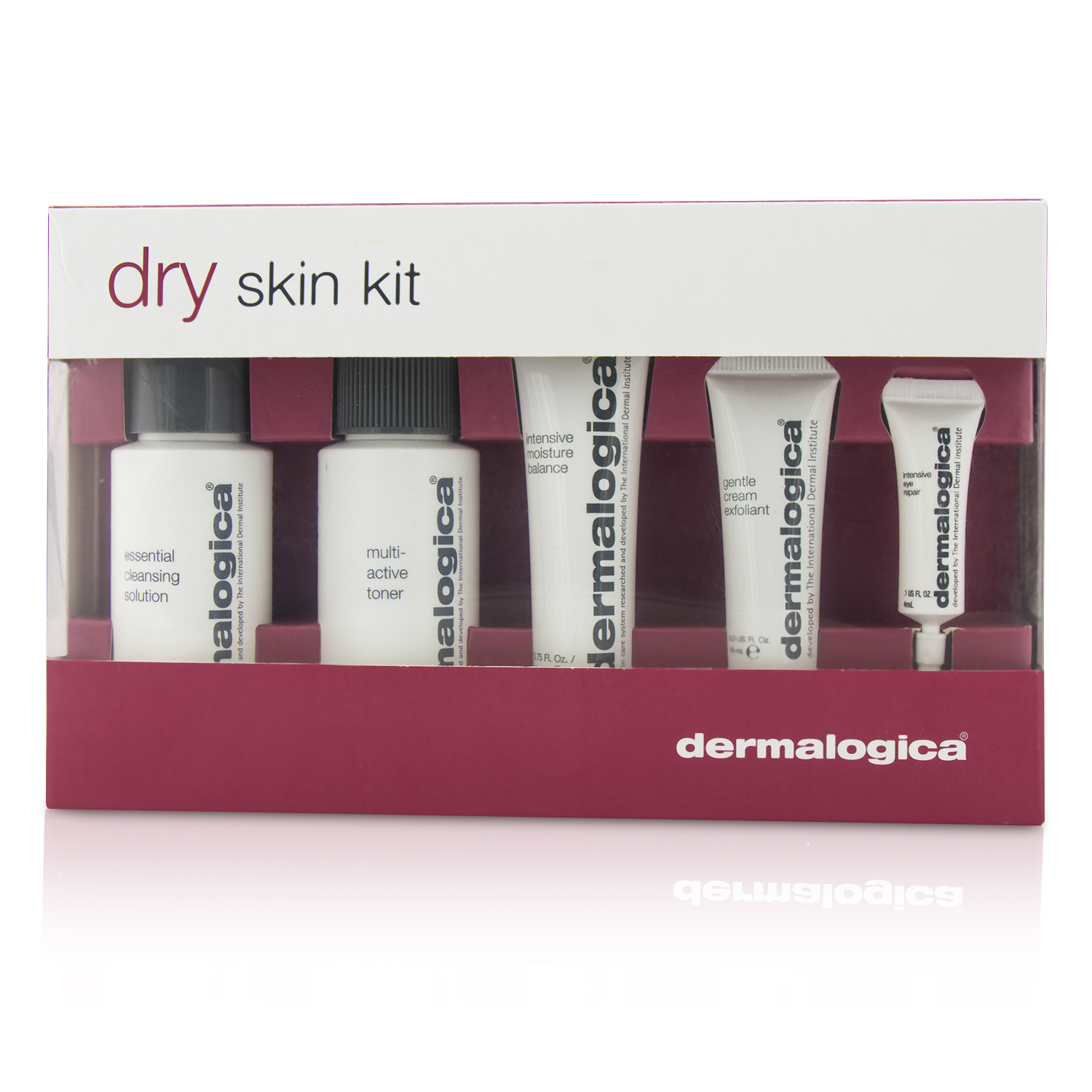 Dermalogica Dry Skin Kit: Cleanser 50ml + Toner 50ml + Moisture Balance 22ml + Exfoliant 10ml + Eye Repair 4ml 5pcs