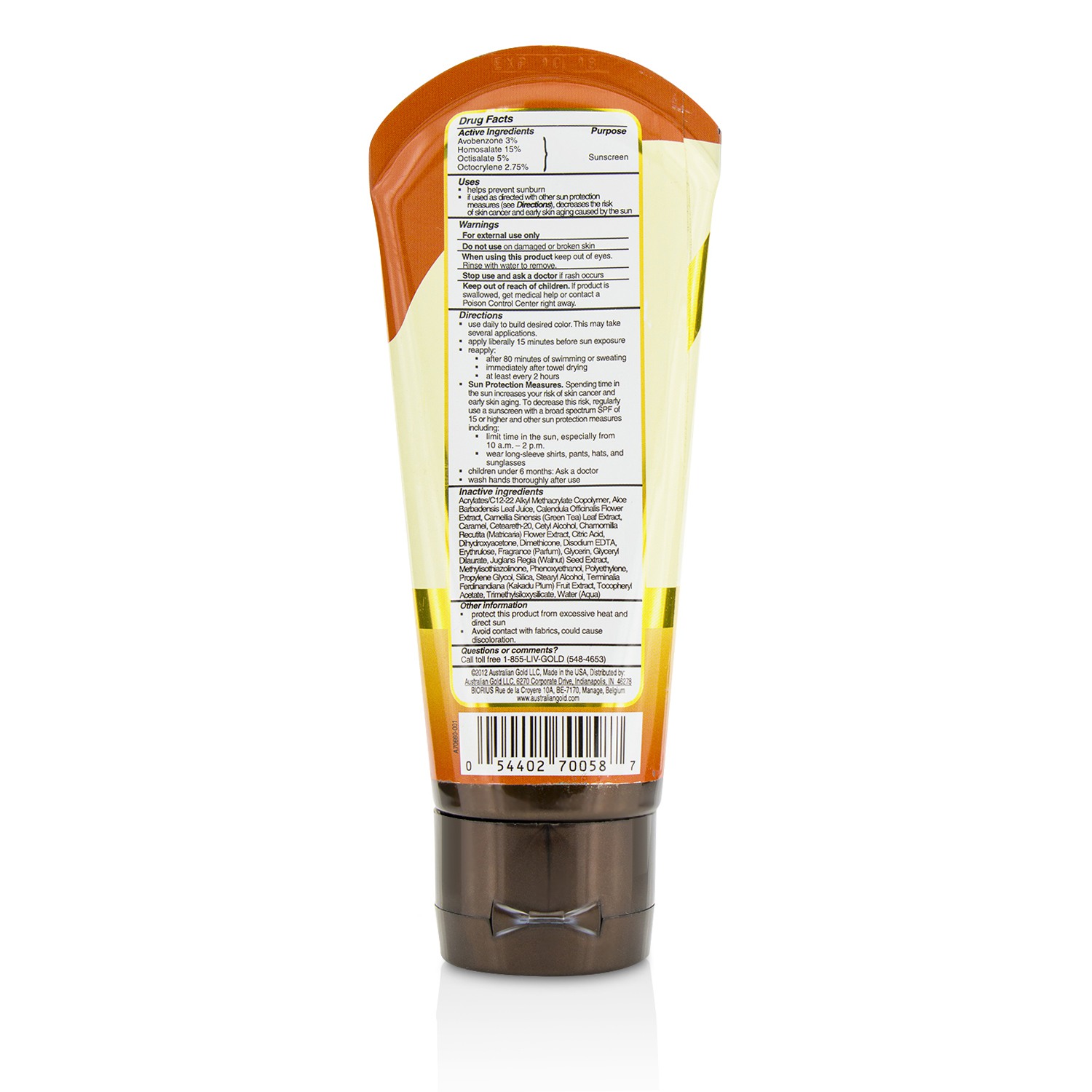 Australian Gold Sheer Coverage Faces Sunscreen SPF 45 With Instant Bronzer 88ml/3oz