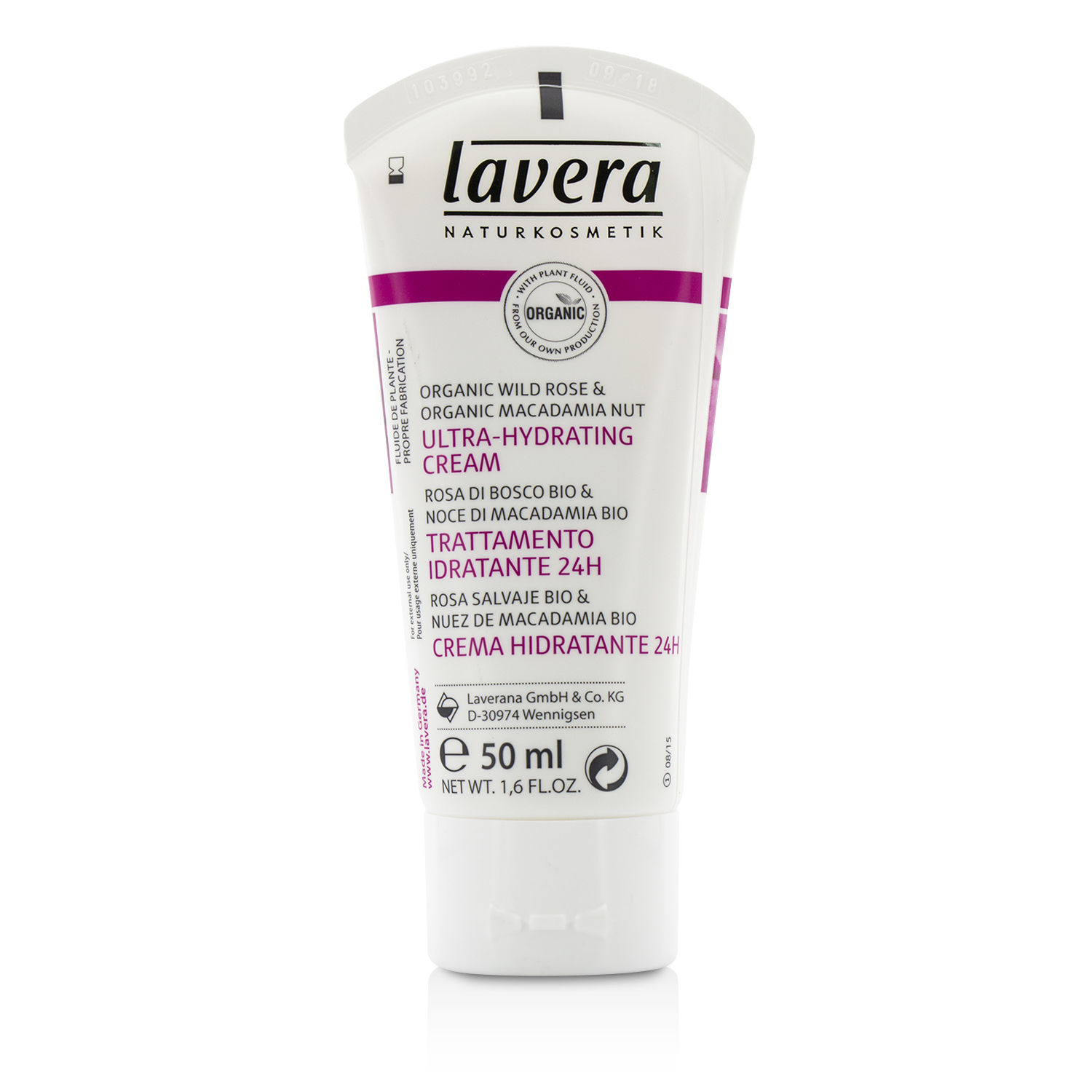 Lavera Organic Wild Rose & Macadamia Nut Ultra-Hydrating Cream - Dry Skin 50ml/1.69oz