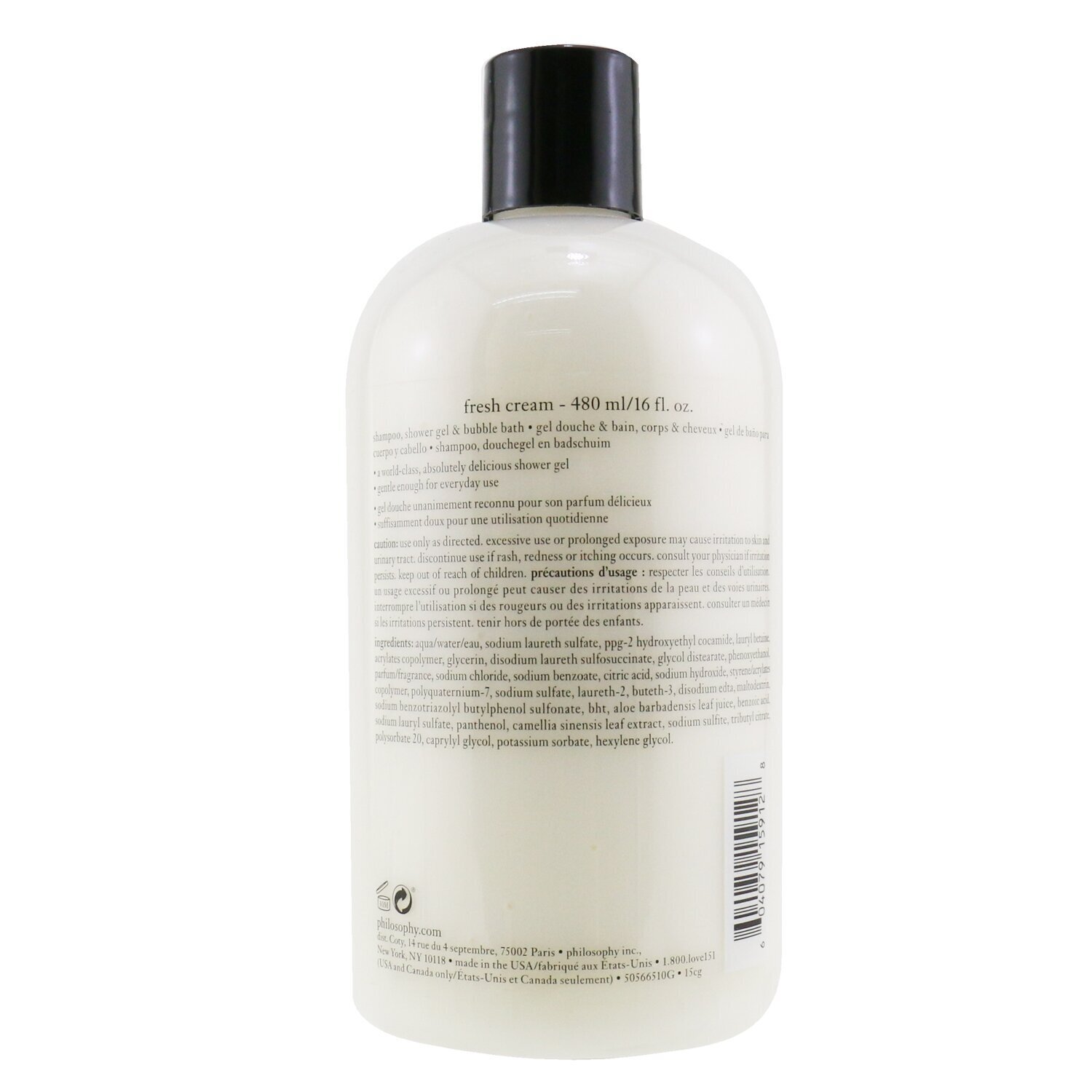 Philosophy Fresh Cream Shampoo, Shower Gel & Bubble Bath 480ml/16oz
