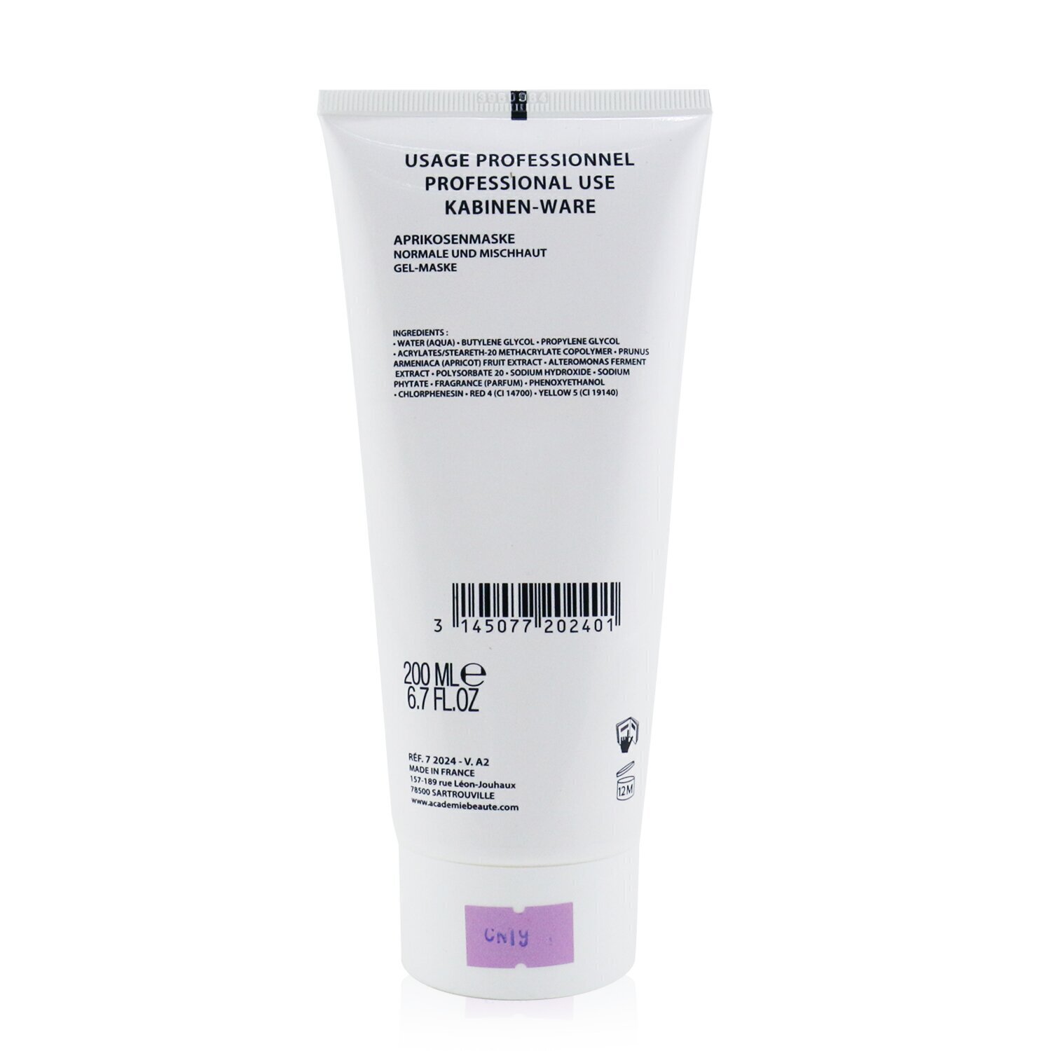 Academie Hypo-Sensible Абрикосовая Маска (Салонный Размер) 200ml/6.75oz