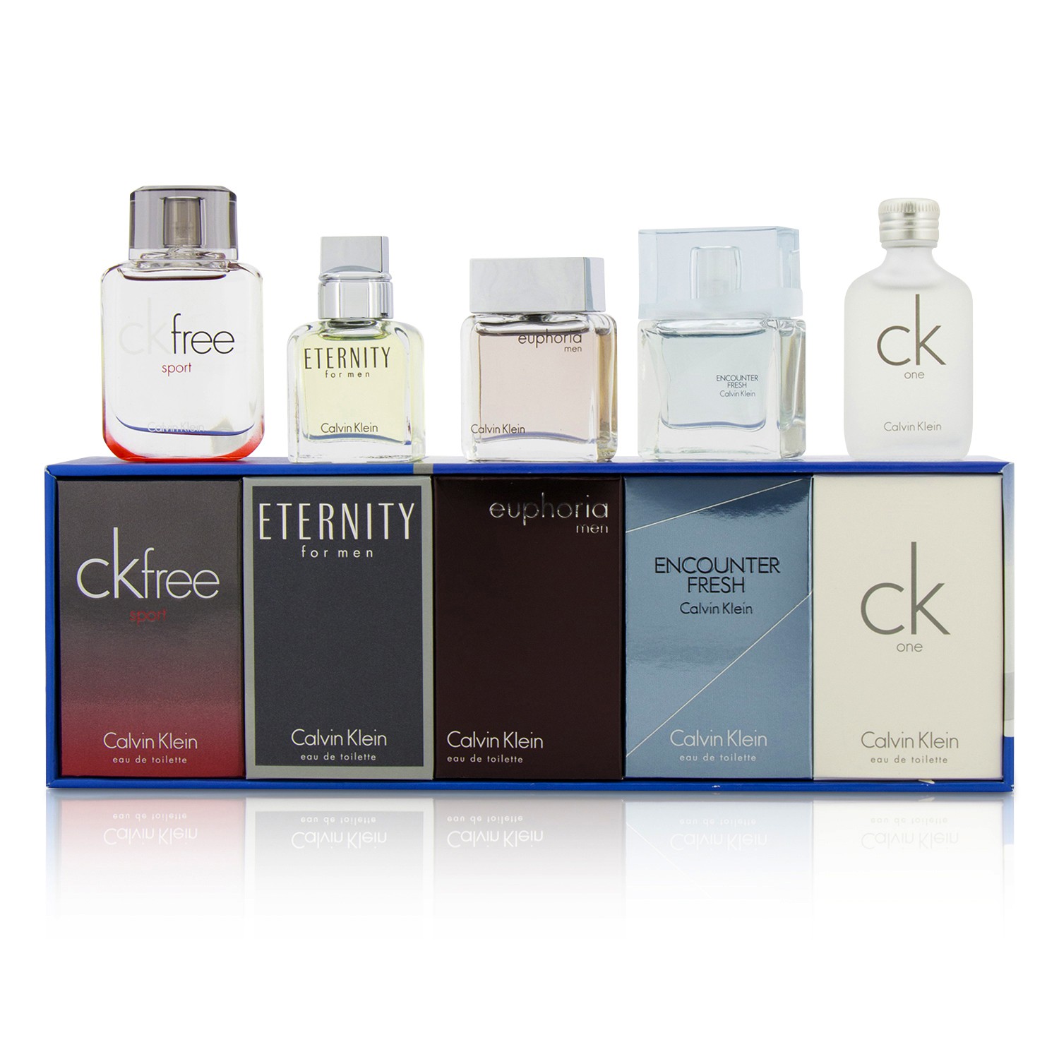Calvin Klein Miniature Coffret : CK One + Eternity + Euphoria + CK Free Sport + Encounter Fresh 5pcs