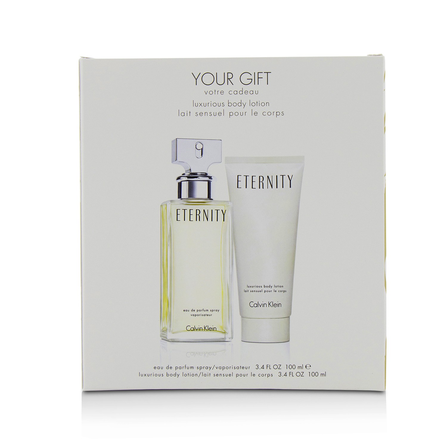 Calvin Klein Eternity Coffret: Eau De Parfum Spray 100ml/3.4oz + Luxurious Body Lotion 100ml/3.4oz 2pcs