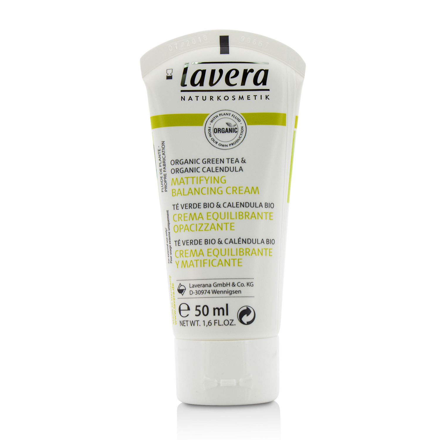 Lavera Organic Green Tea & Calendula Mattifying Balancing Cream - For Combination Skin 50ml/1.7oz